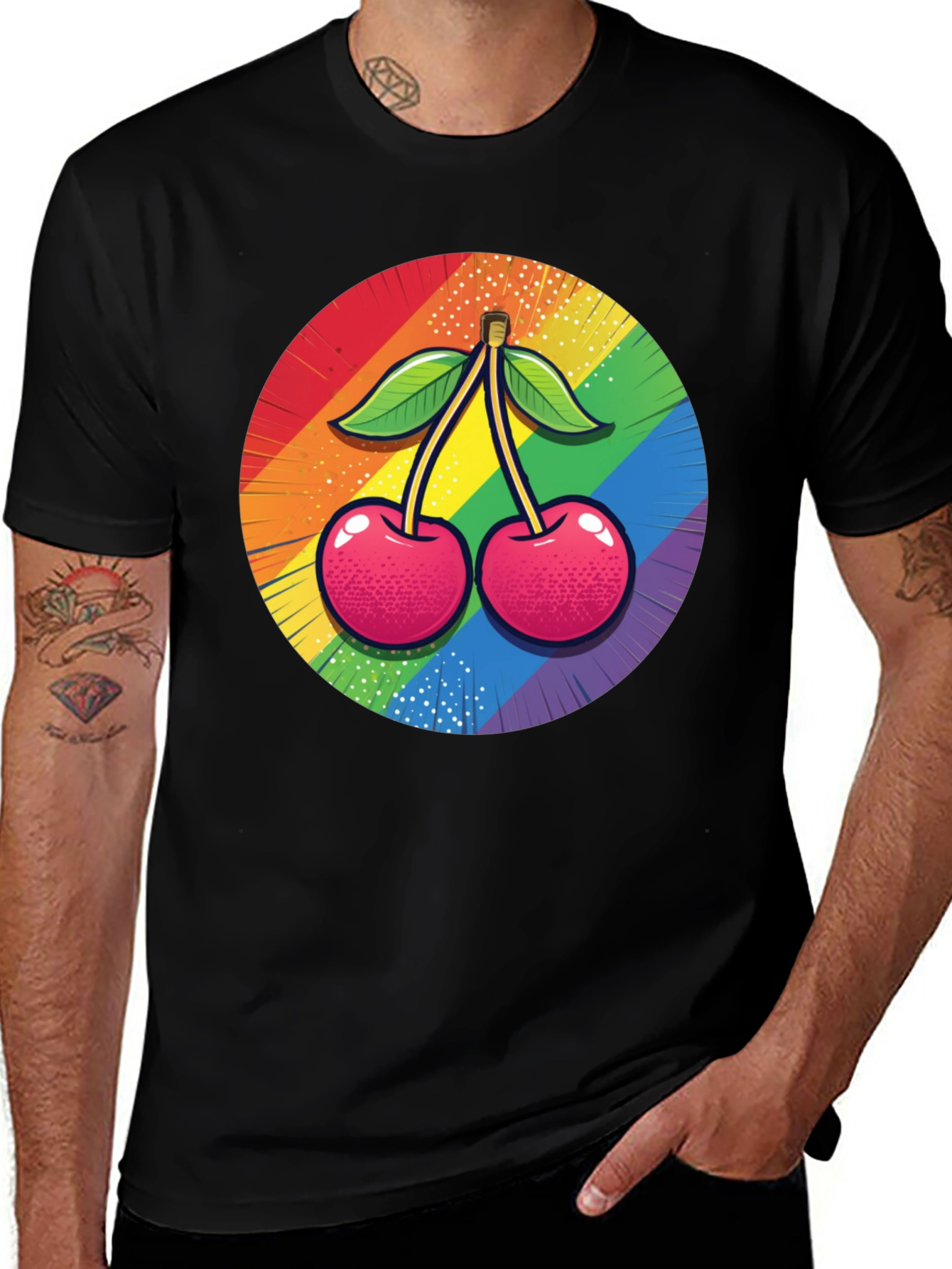 Variant 11 of Rainbow Cherry Graphic Tee - Bold Pride Statement