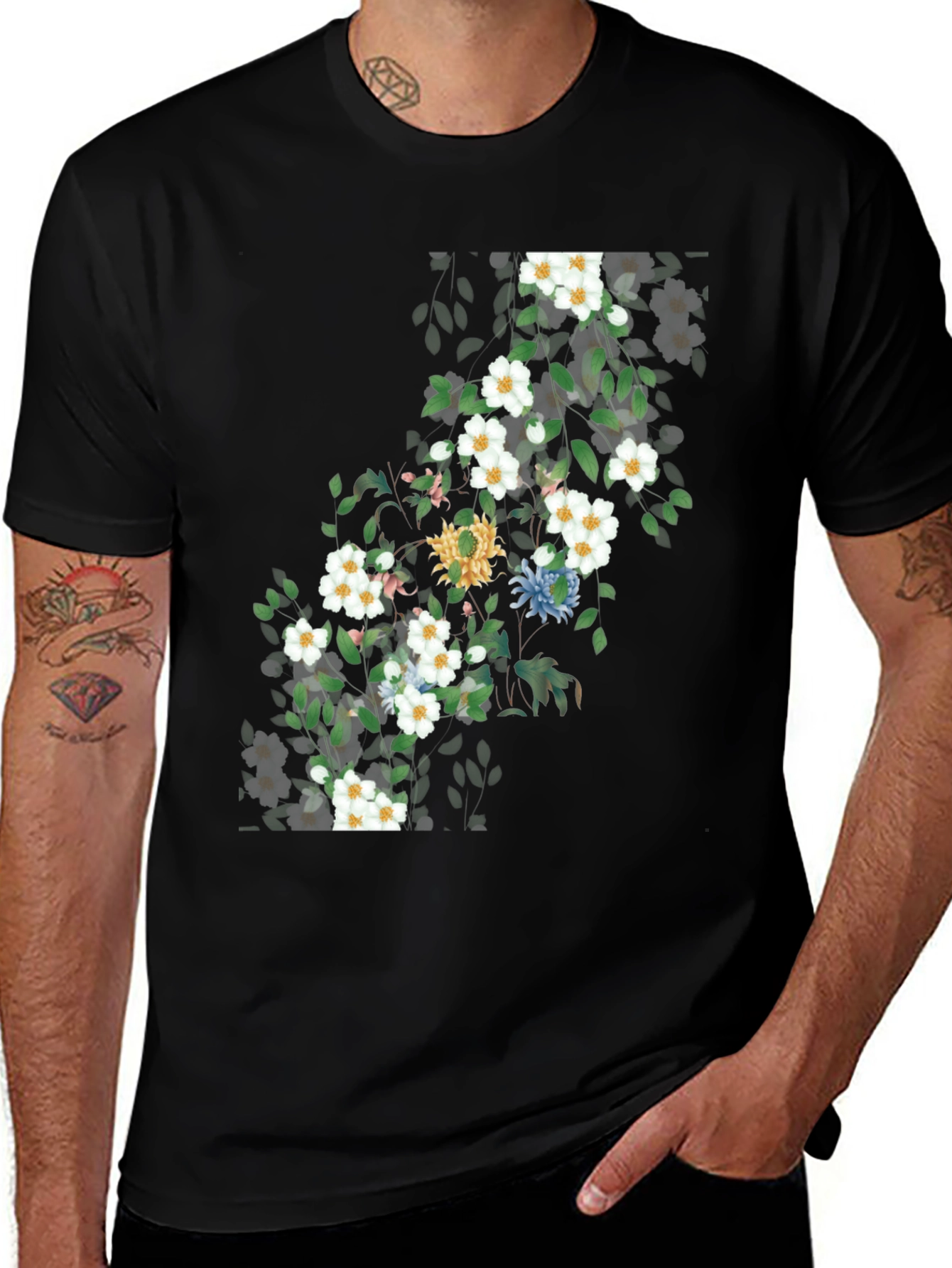 Variant 15 of Floral Print T-Shirt - Nature Inspired Design