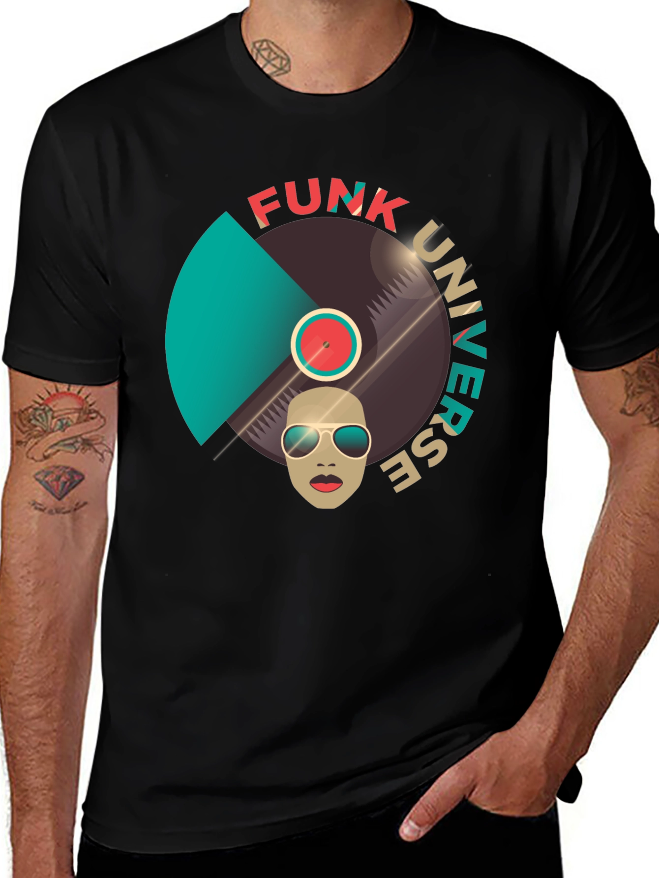 Funk Universe Graphic T-Shirt - Groovy Retro Design