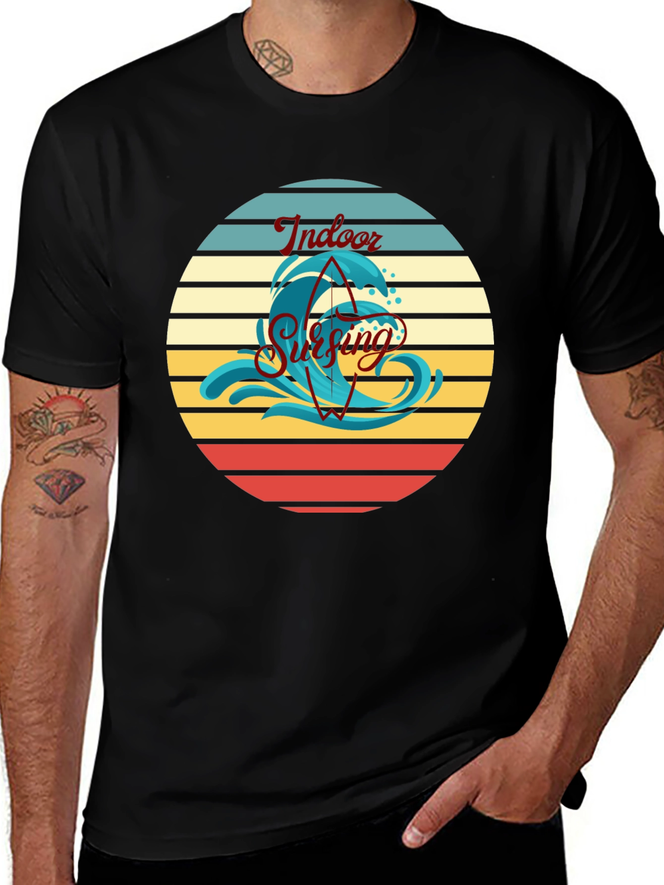 Variant 6 of Indoor Surfing T-Shirt - Retro Wave Design