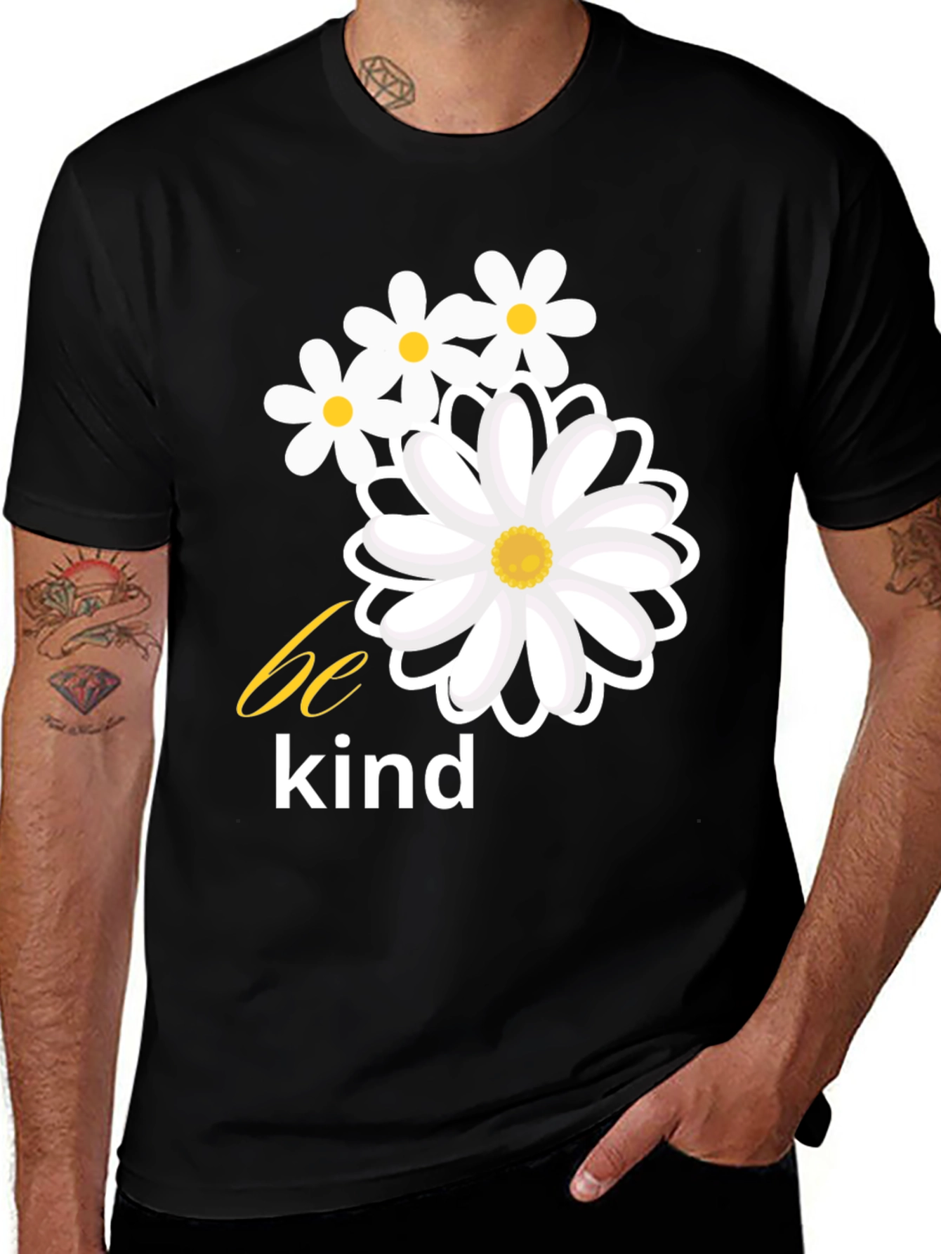 Variant 11 of Be Kind Daisy Graphic Tee - Black