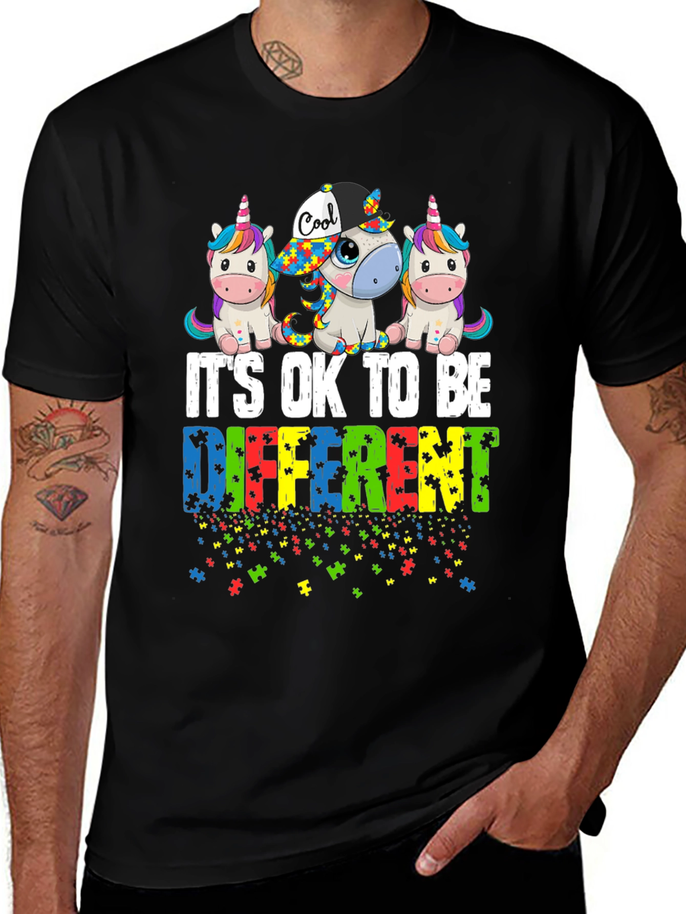Variant 28 of Autism Awareness Unicorn T-Shirt - It's OK To Be Different