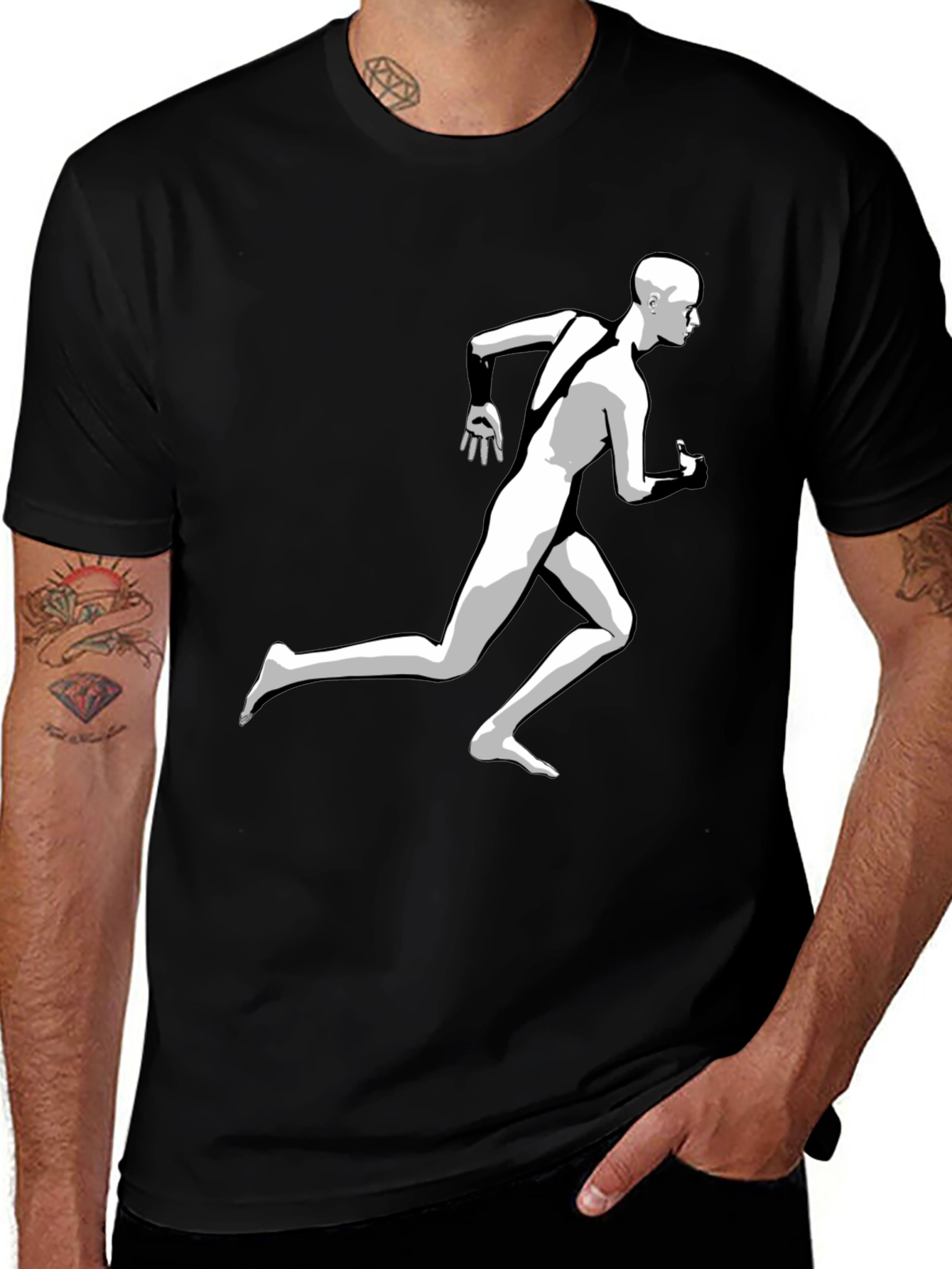 Variant 13 of Running Man Graphic Tee - Cool Black T-Shirt
