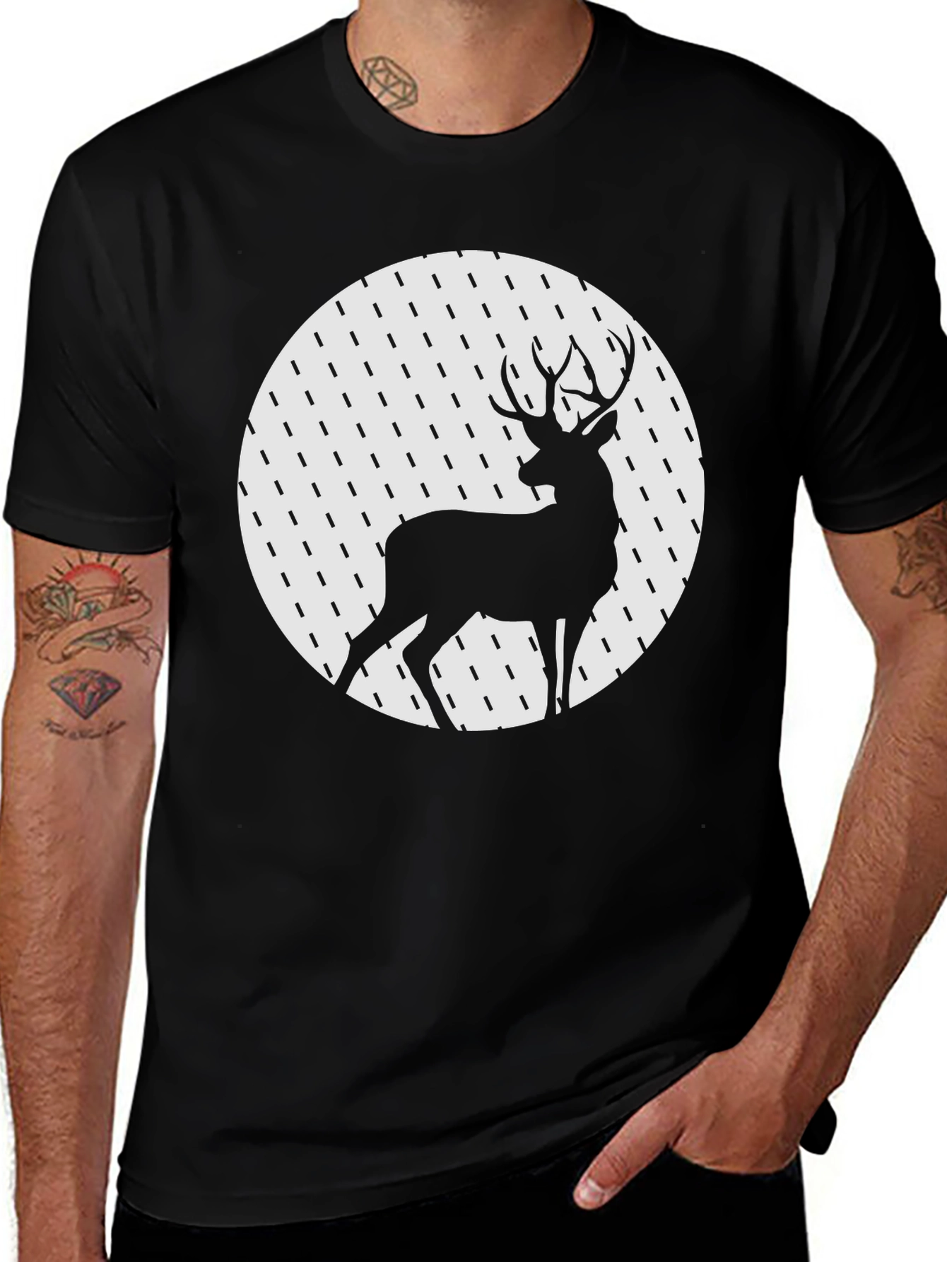 Variant 6 of Men's Black Deer Graphic Tee