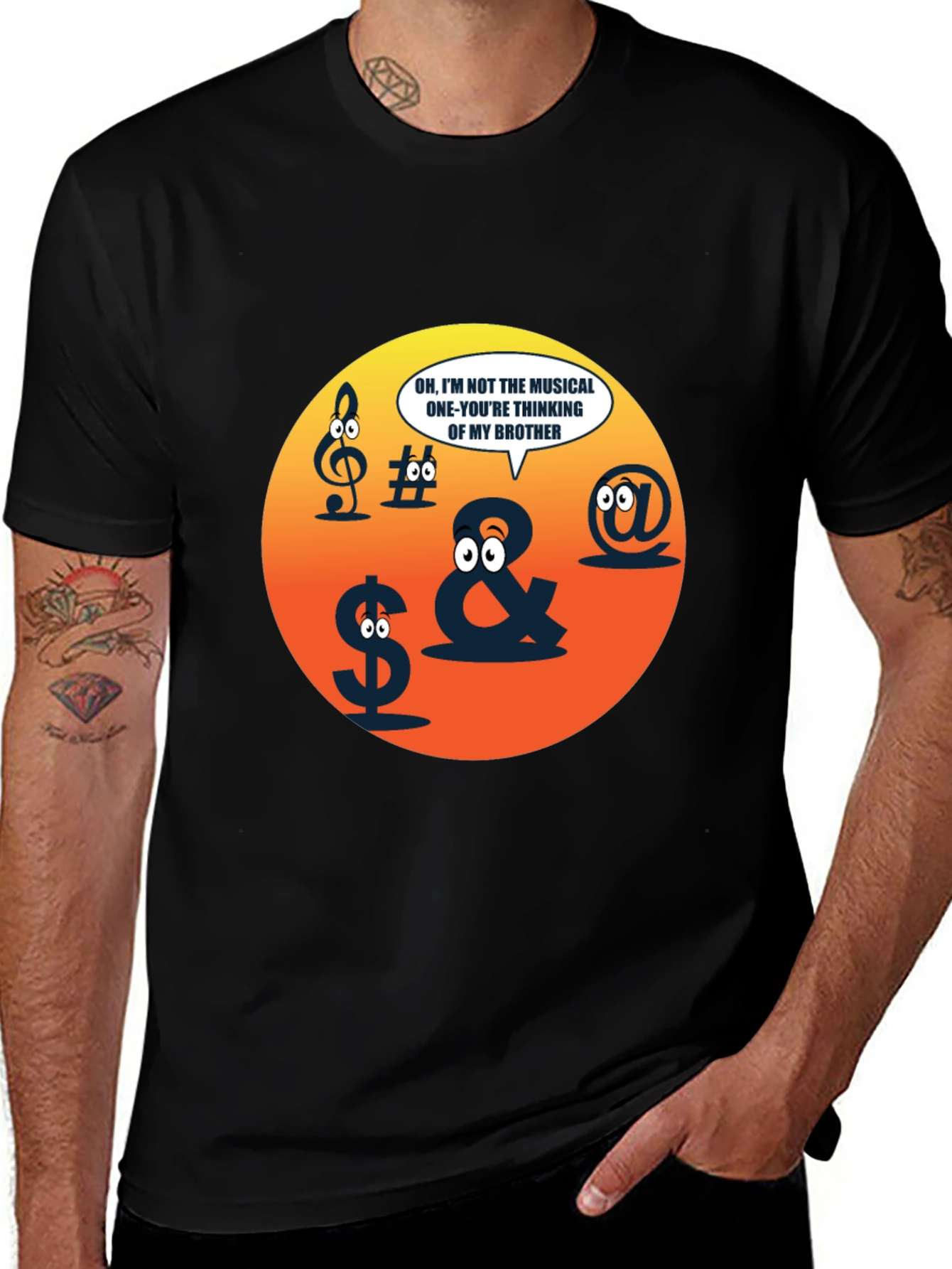 Funny Musical Pun Black T-Shirt - Graphic Symbols