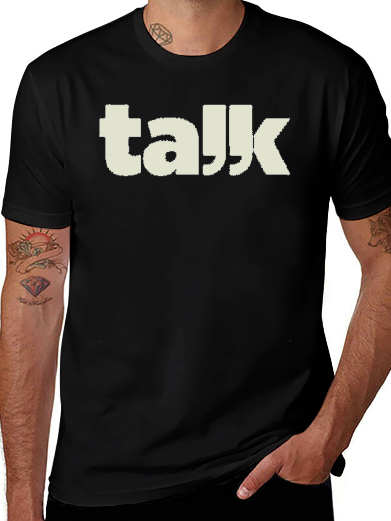 Black Talk T-Shirt - Black Crew Neck Graphic Tee main image