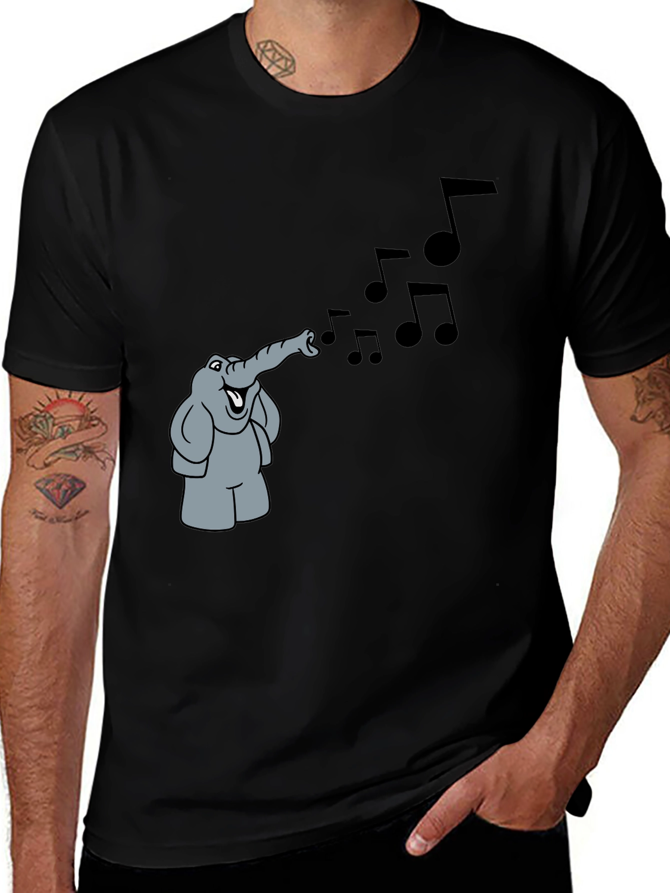 Variant 22 of Musical Elephant Black T-Shirt