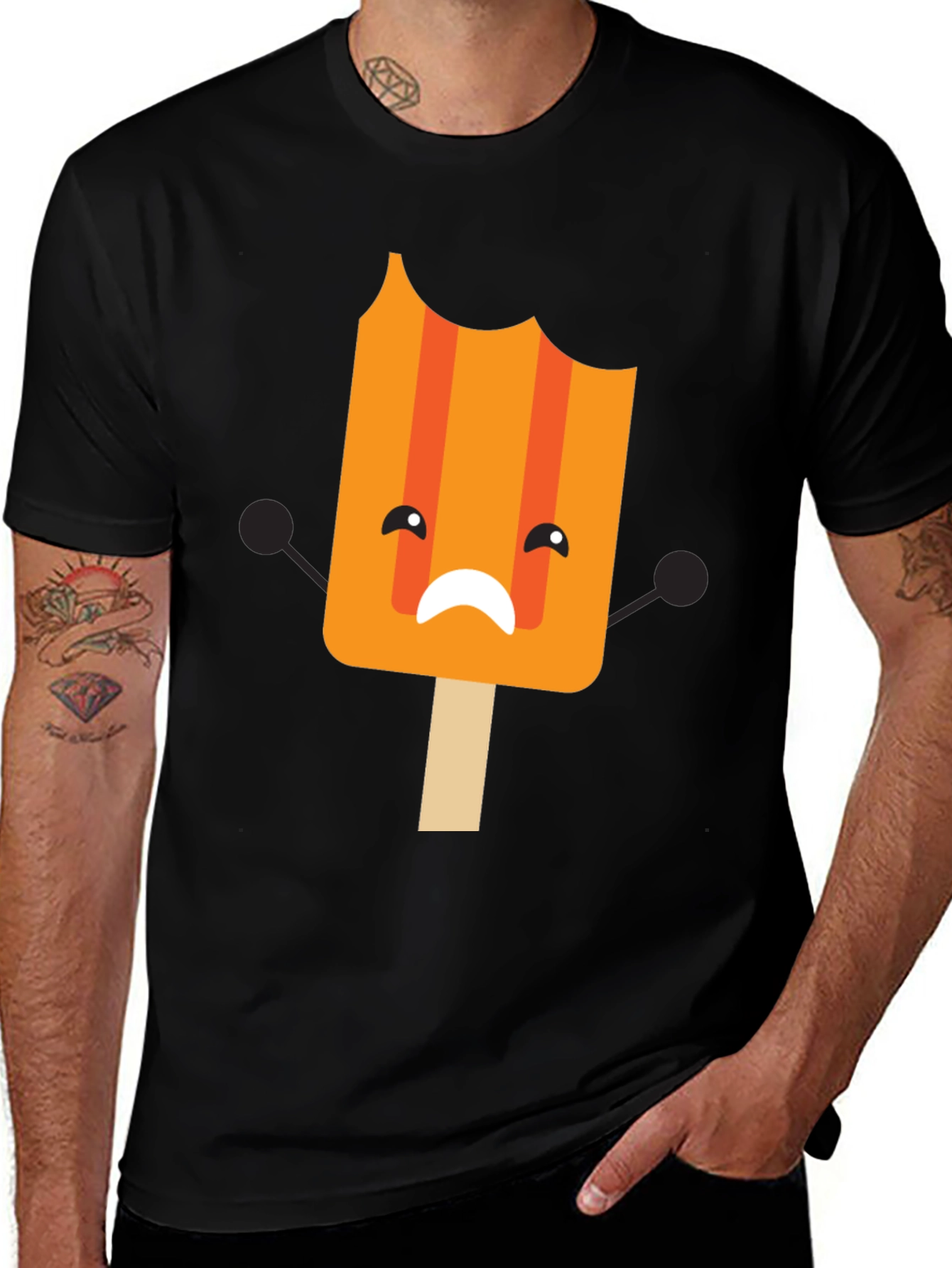 Variant 3 of Sad Popsicle Graphic Tee - Novelty Cartoon T-Shirt