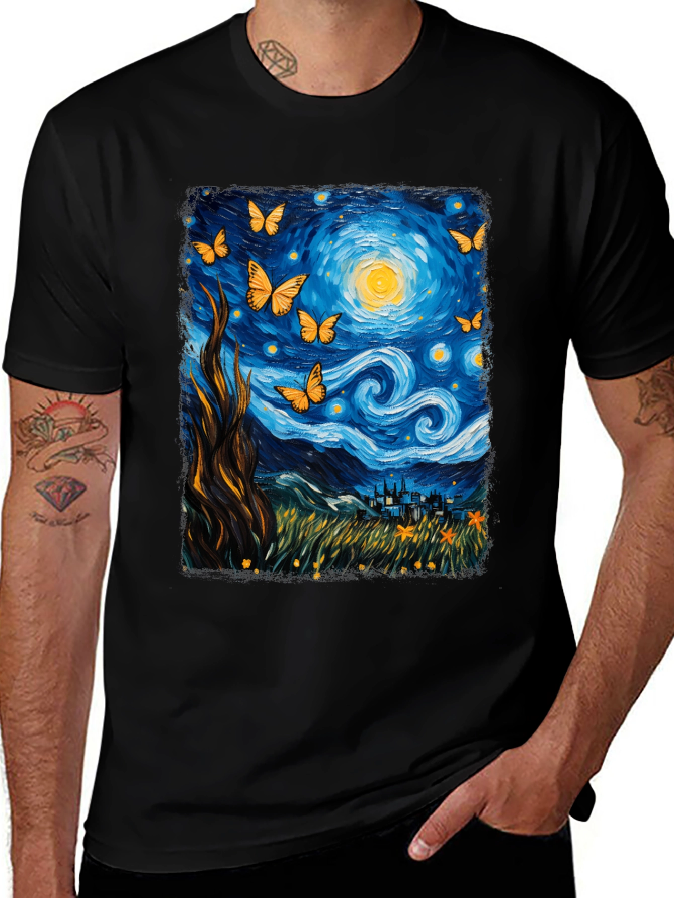 Variant 18 of Starry Night Butterfly Graphic Tee