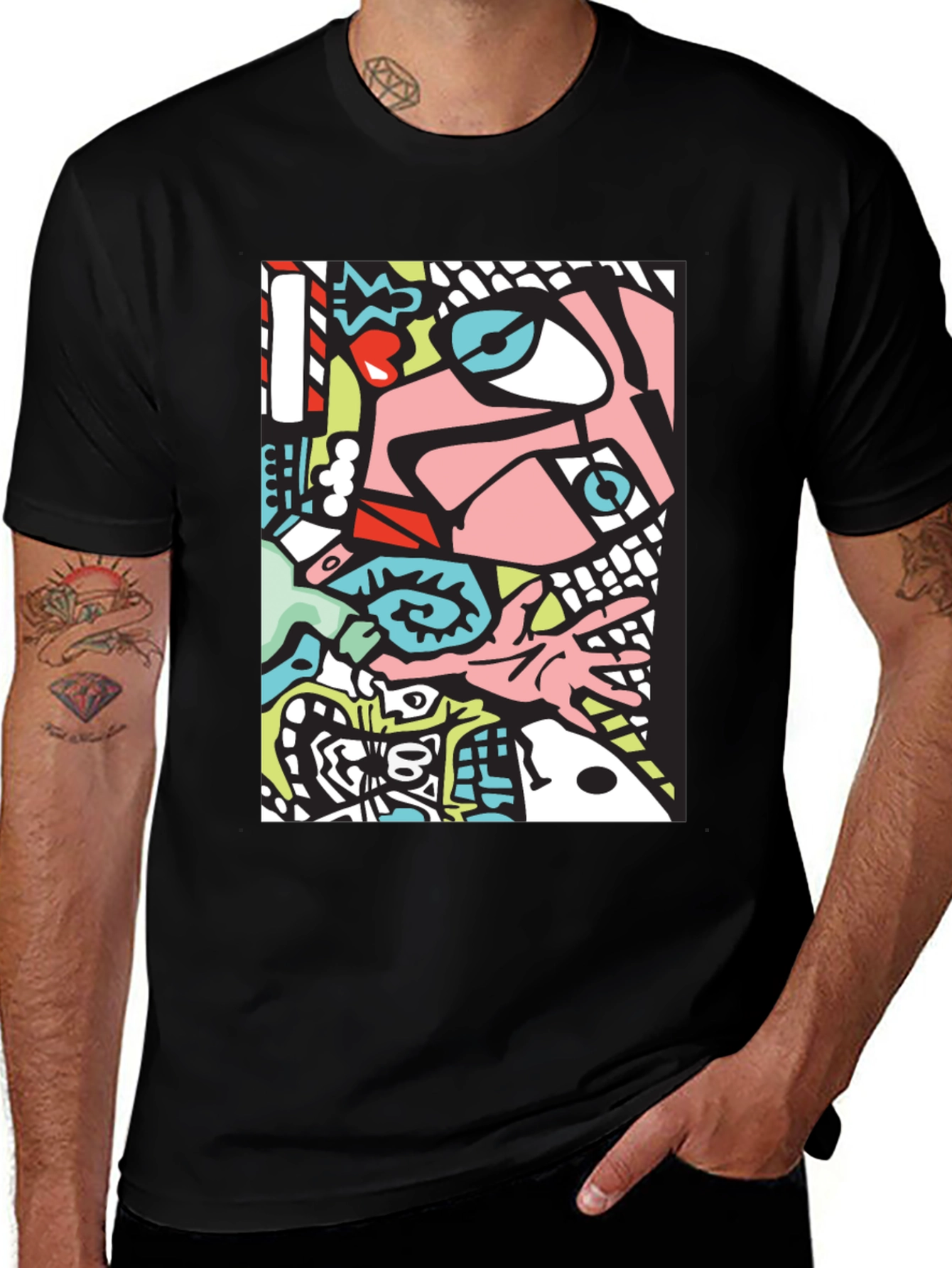 Variant 18 of Abstract Graphic Print Black Crew Neck T-Shirt