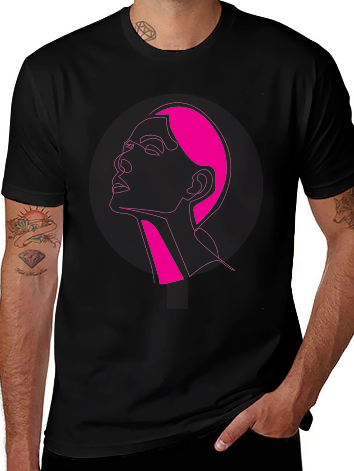Variant 16 of Minimalist Pink Silhouette Graphic Tee