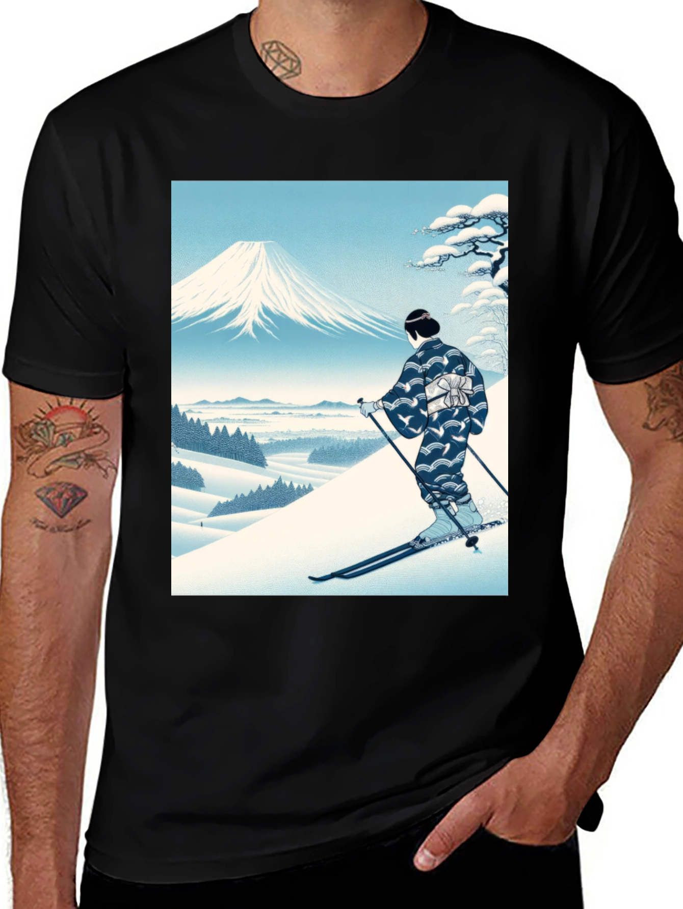 Variant 2 of Vintage Japanese Skiing Mount Fuji T-Shirt
