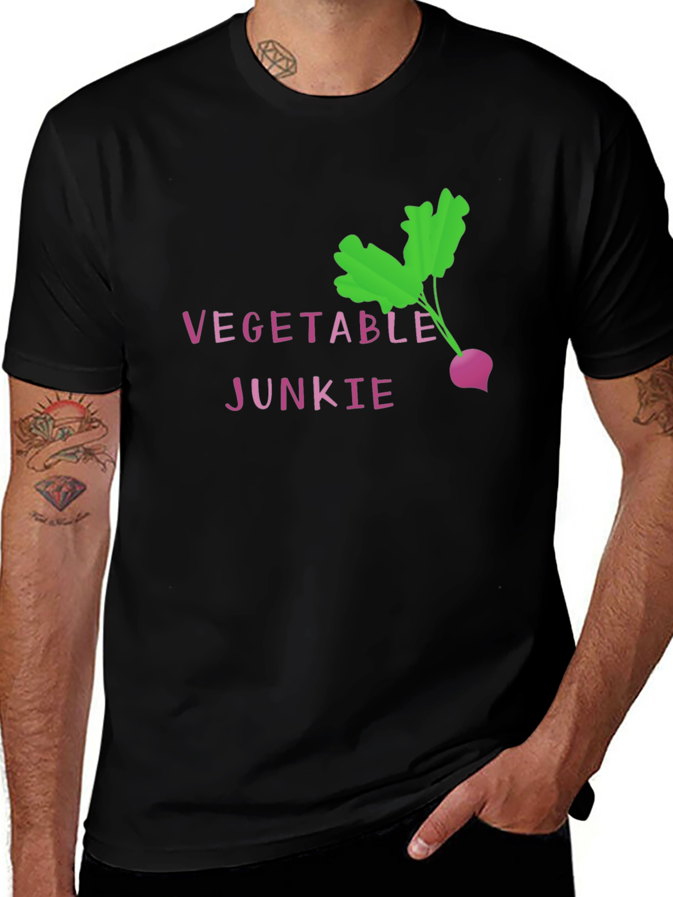 Variant 27 of Vegetable Junkie T-Shirt - Black Graphic Tee