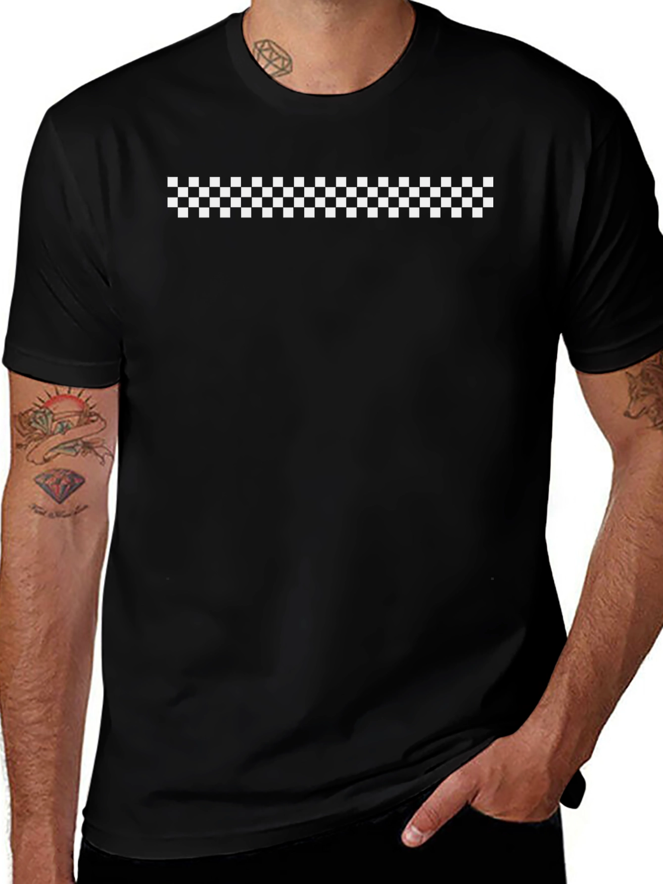 Variant 13 of Checkerboard Stripe T-Shirt - Classic Style
