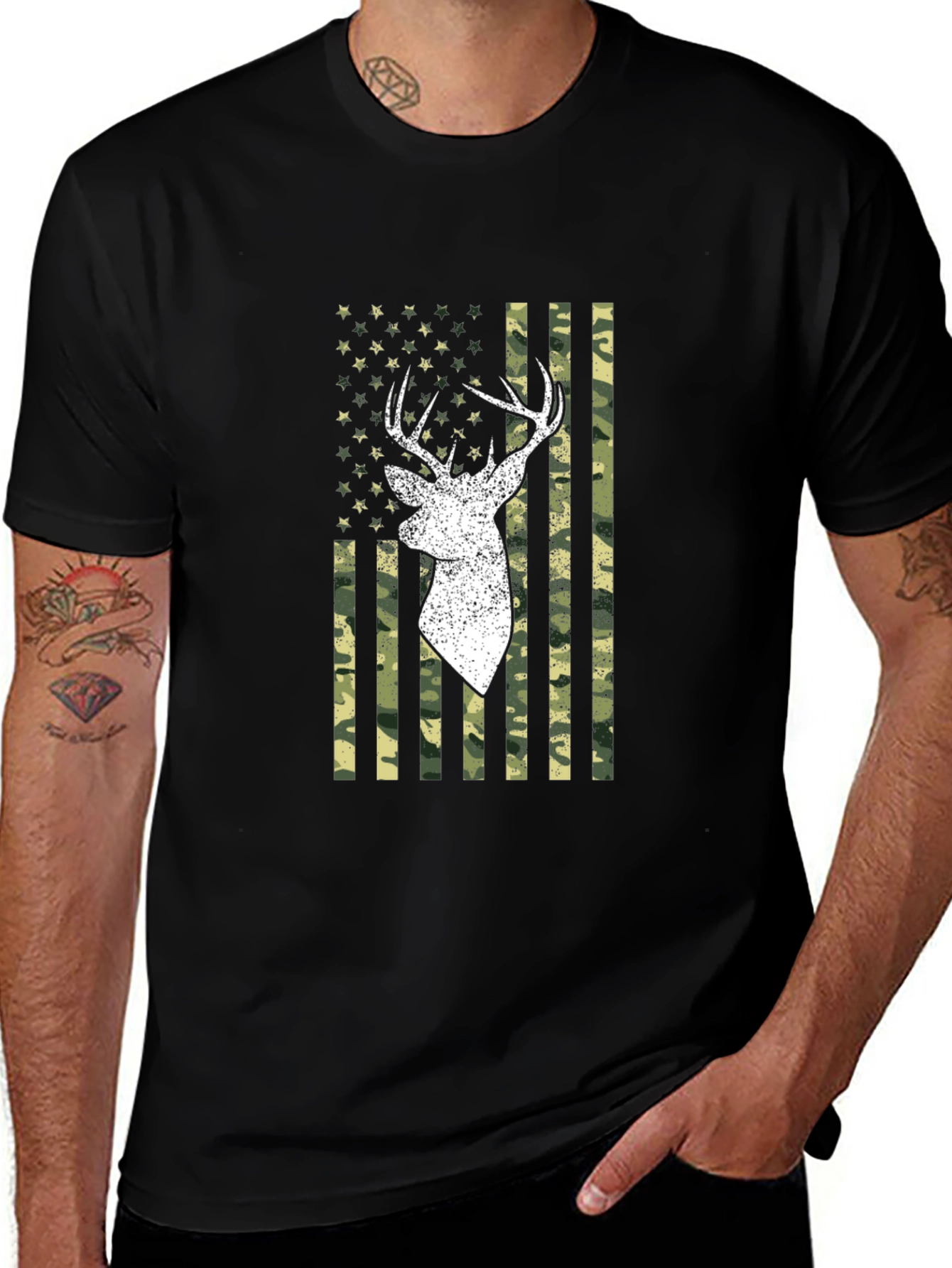 Variant 19 of Deer Camo USA Flag T-Shirt