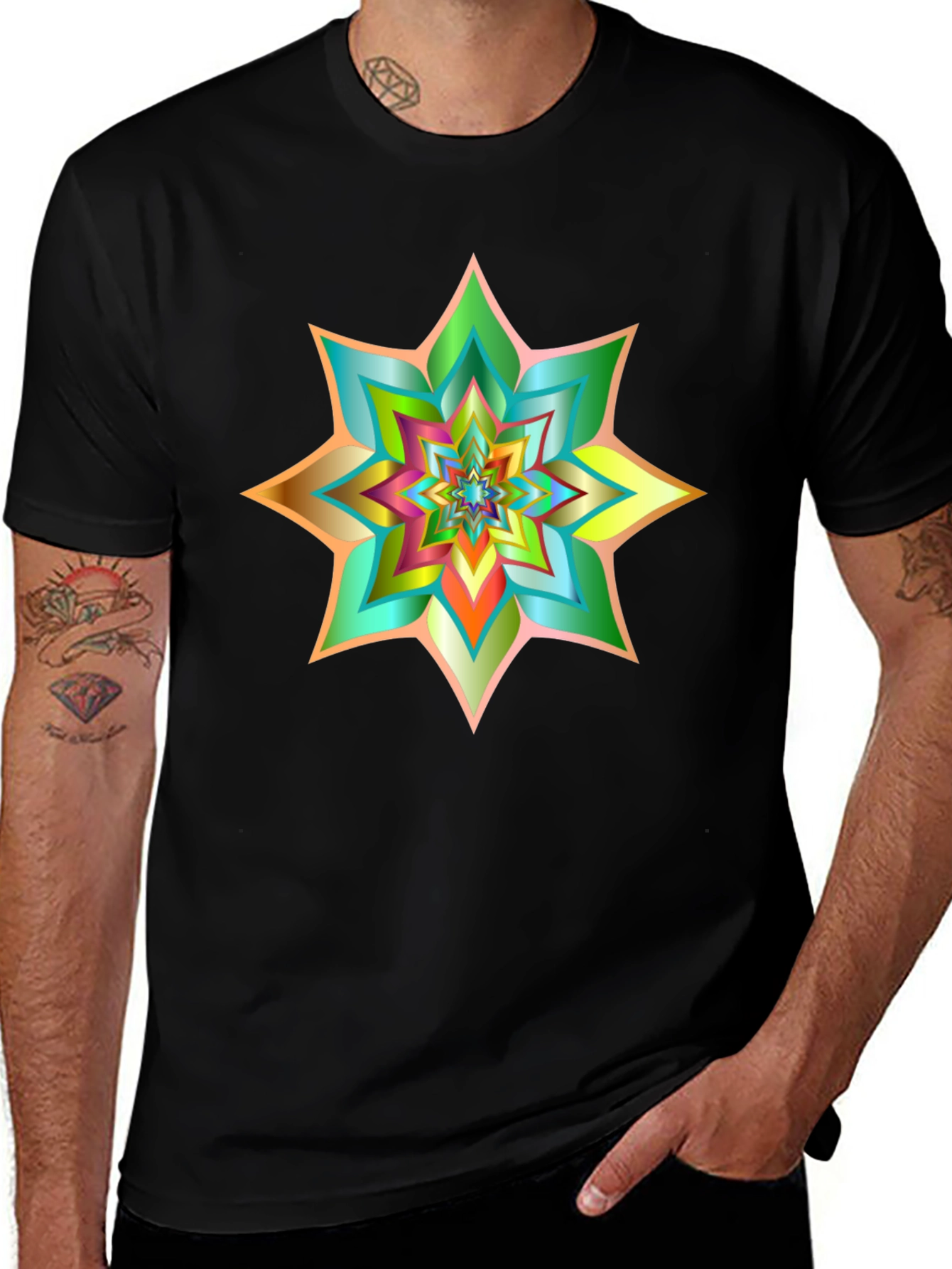 Variant 9 of Abstract Geometric Starburst Graphic Tee