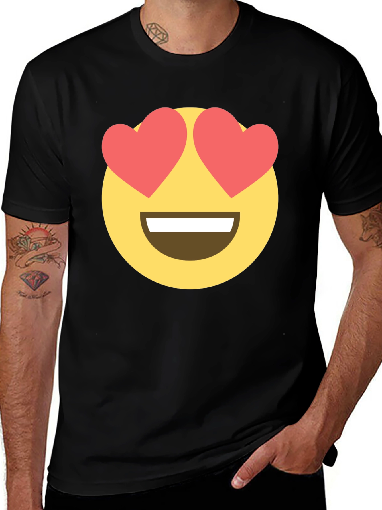 Variant 11 of Emoji Love Eyes Black T-Shirt
