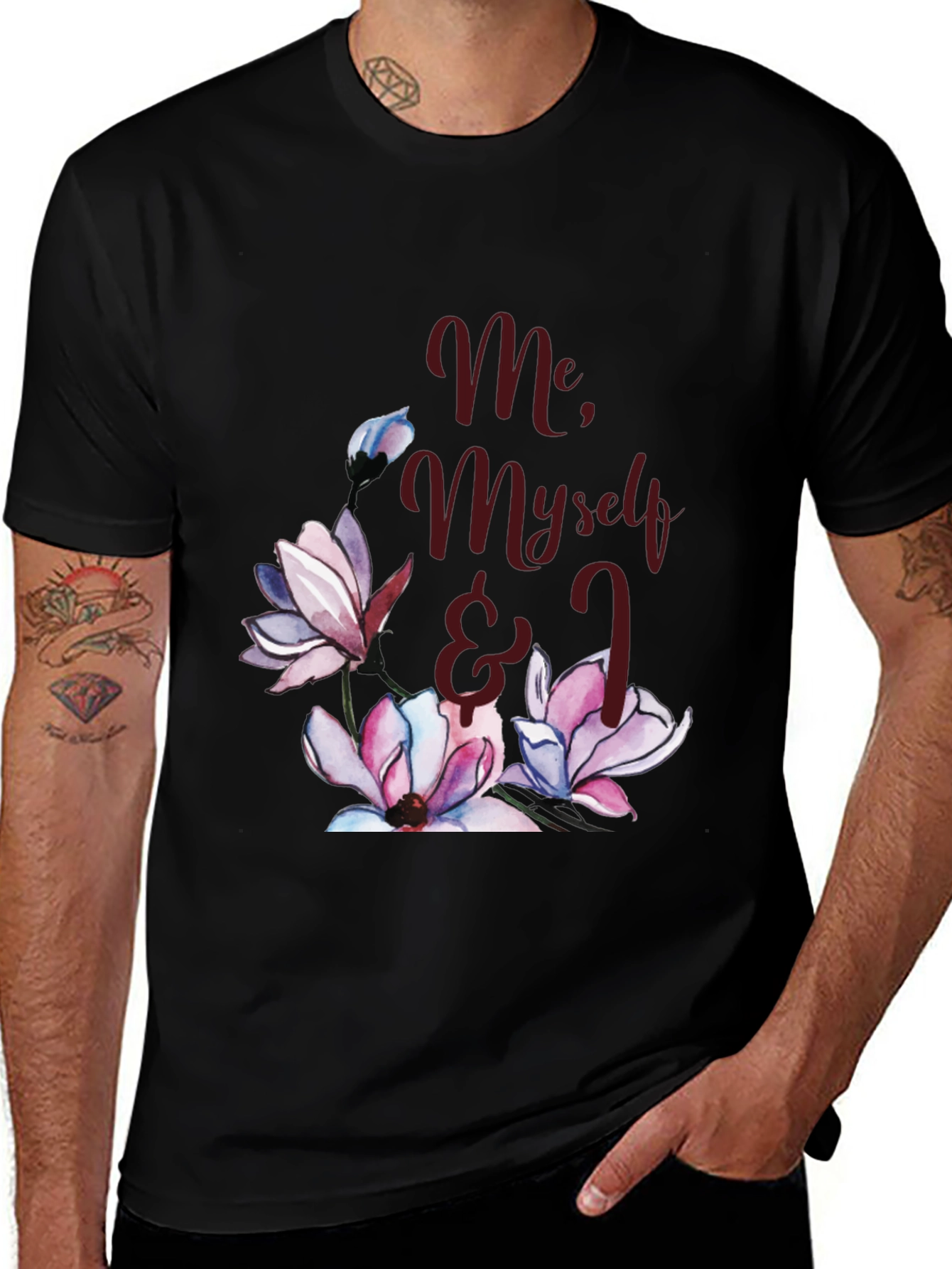 Variant 21 of Me, Myself & I Floral Graphic Tee - Stylish Comfort