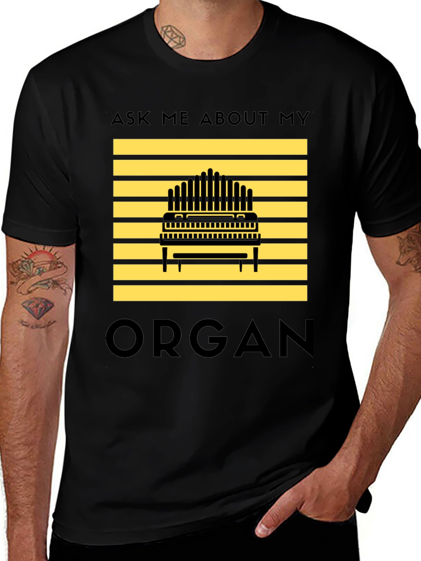 Variant 17 of Ask Me About My Organ Black T-Shirt