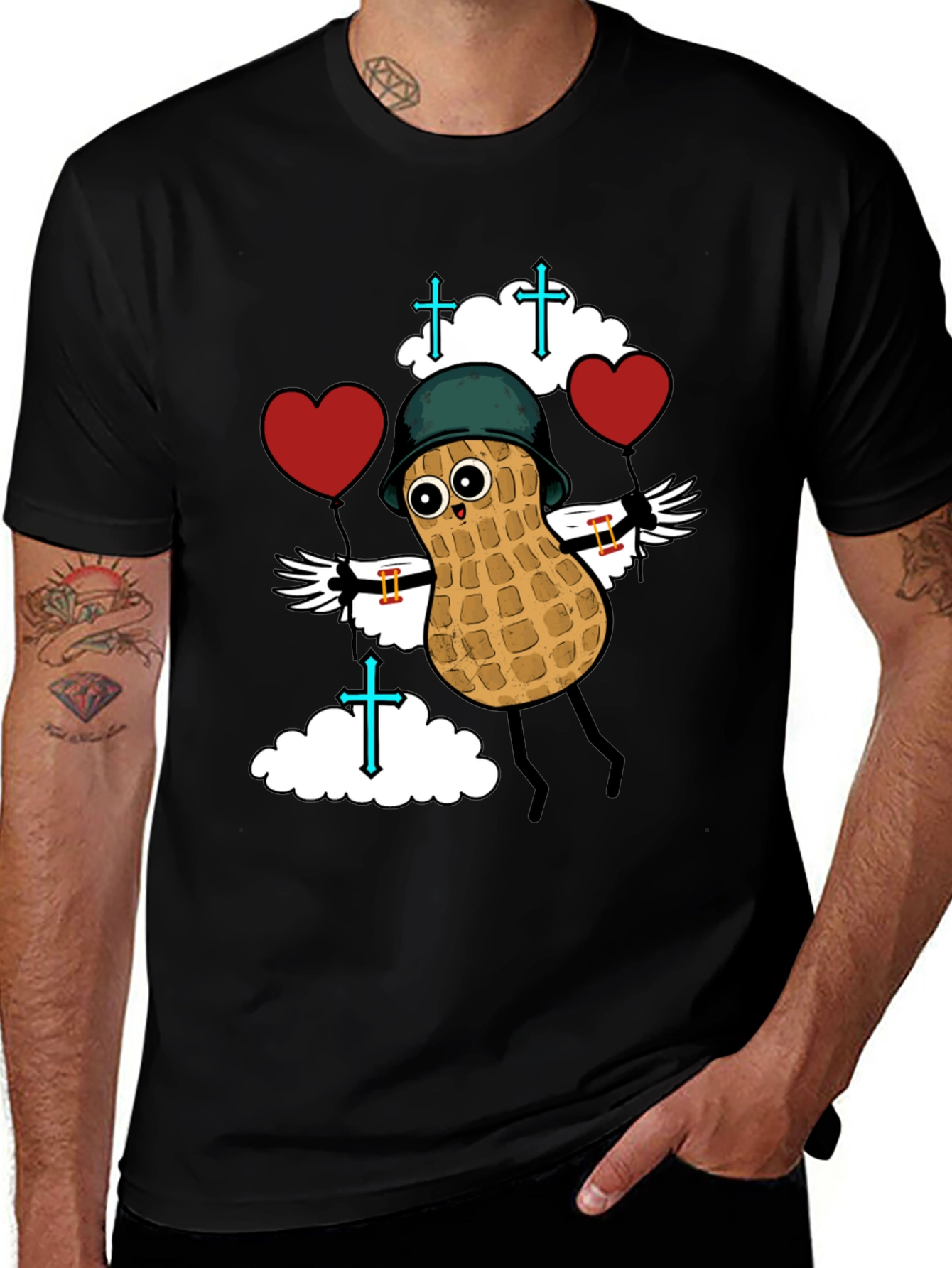 Whimsical Peanut Character Graphic T-Shirt