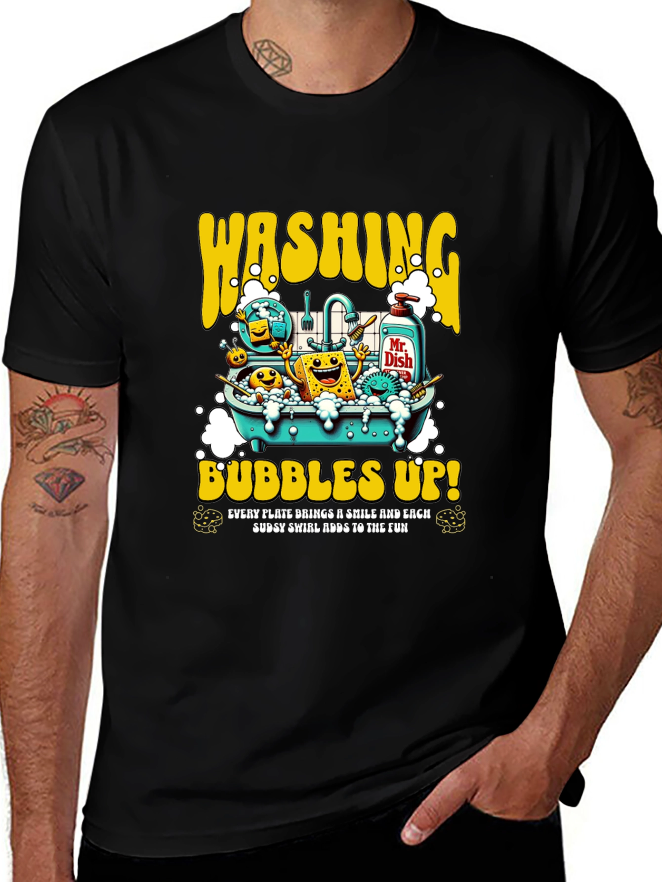 Variant 23 of Washing Bubbles Up! Graphic T-Shirt