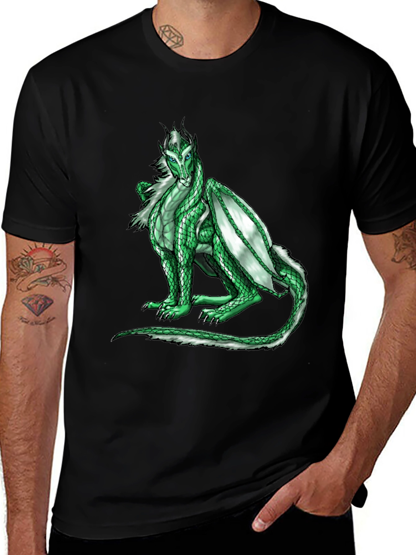 Variant 10 of Green Dragon Graphic Tee - Fantasy Creature Design