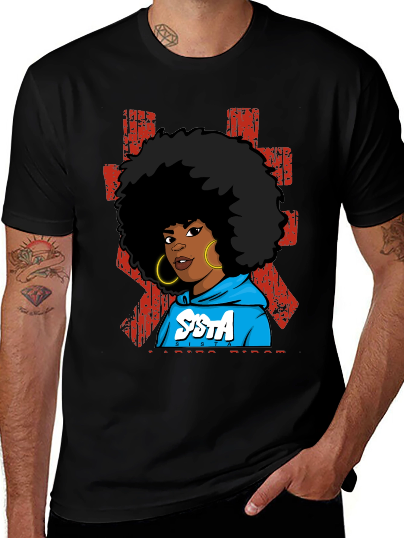 Variant 7 of SISTA Graphic T-Shirt - Afro Pride Black Tee