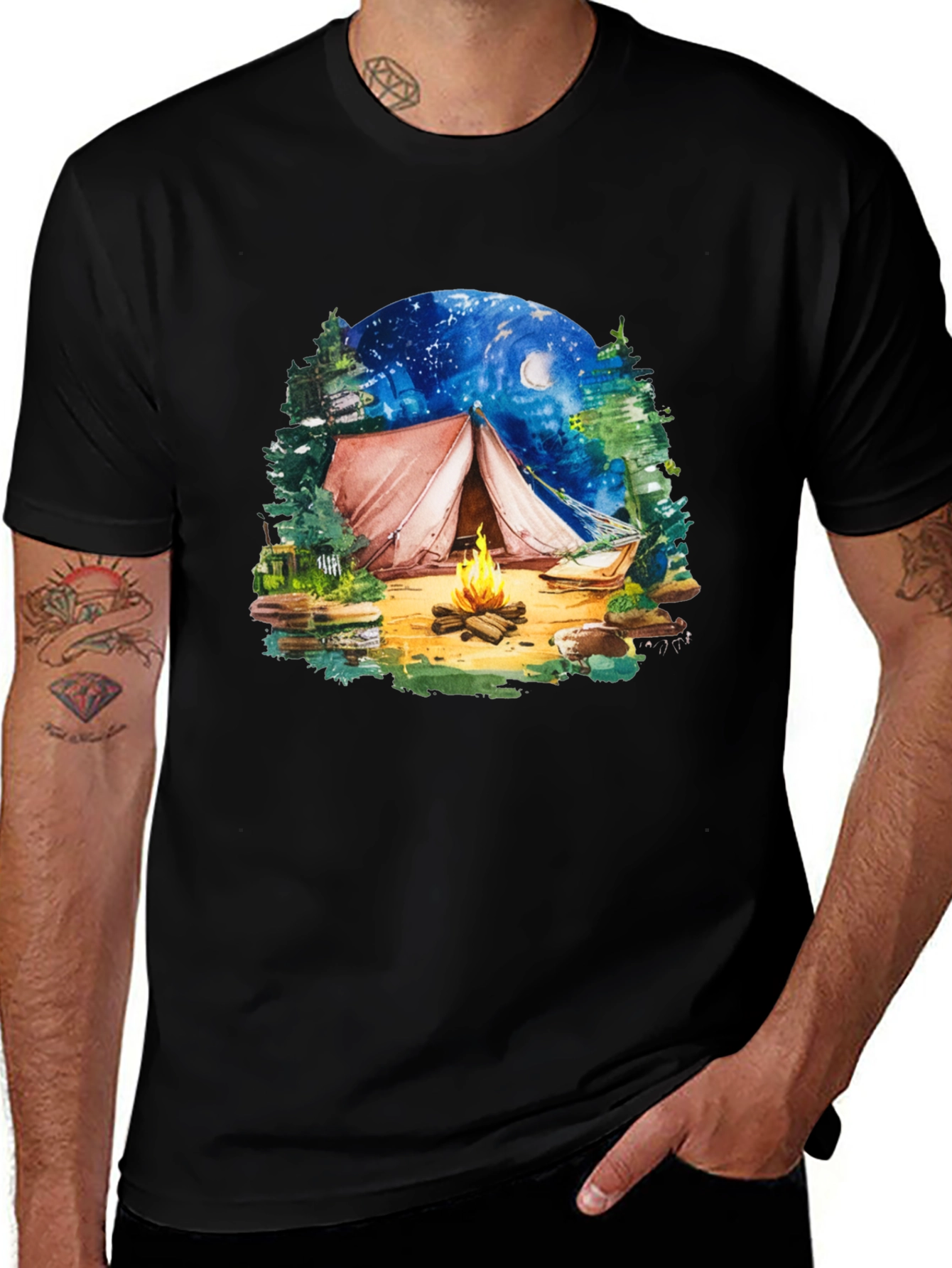 Variant 28 of Camping Tent Bonfire Graphic Tee