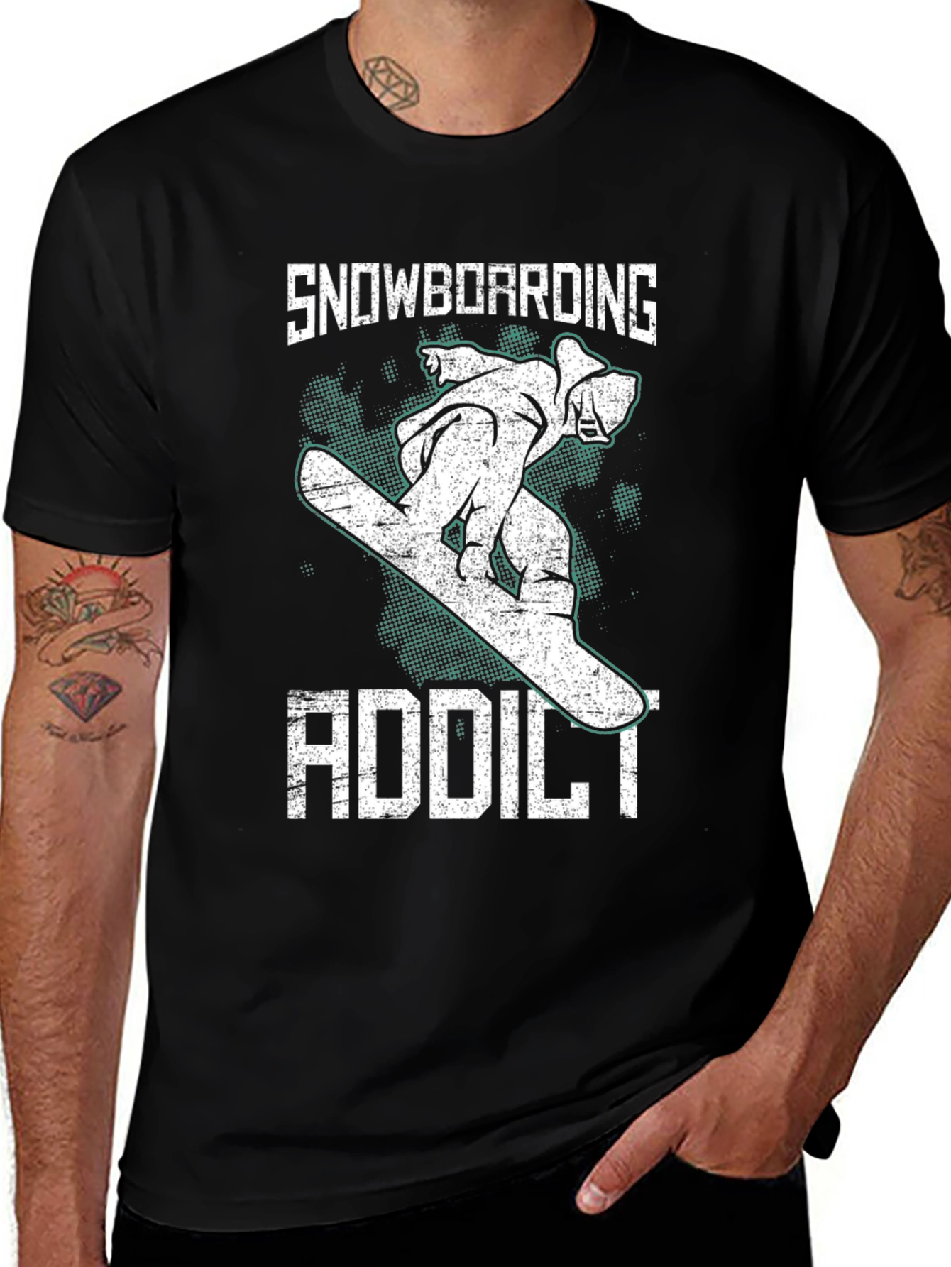 Variant 9 of Snowboarding Addict Graphic Tee - Cool Sport T-Shirt