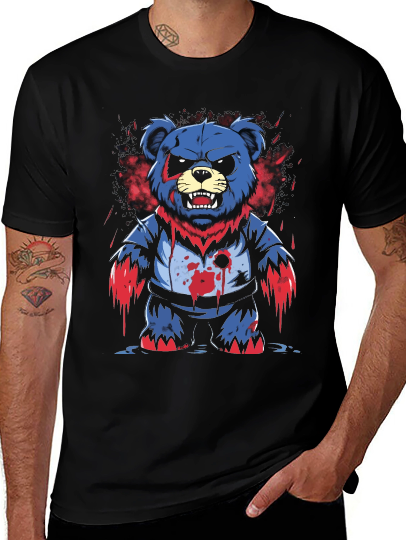 Variant 17 of Men's Graphic Tee: Zombie Bear Design