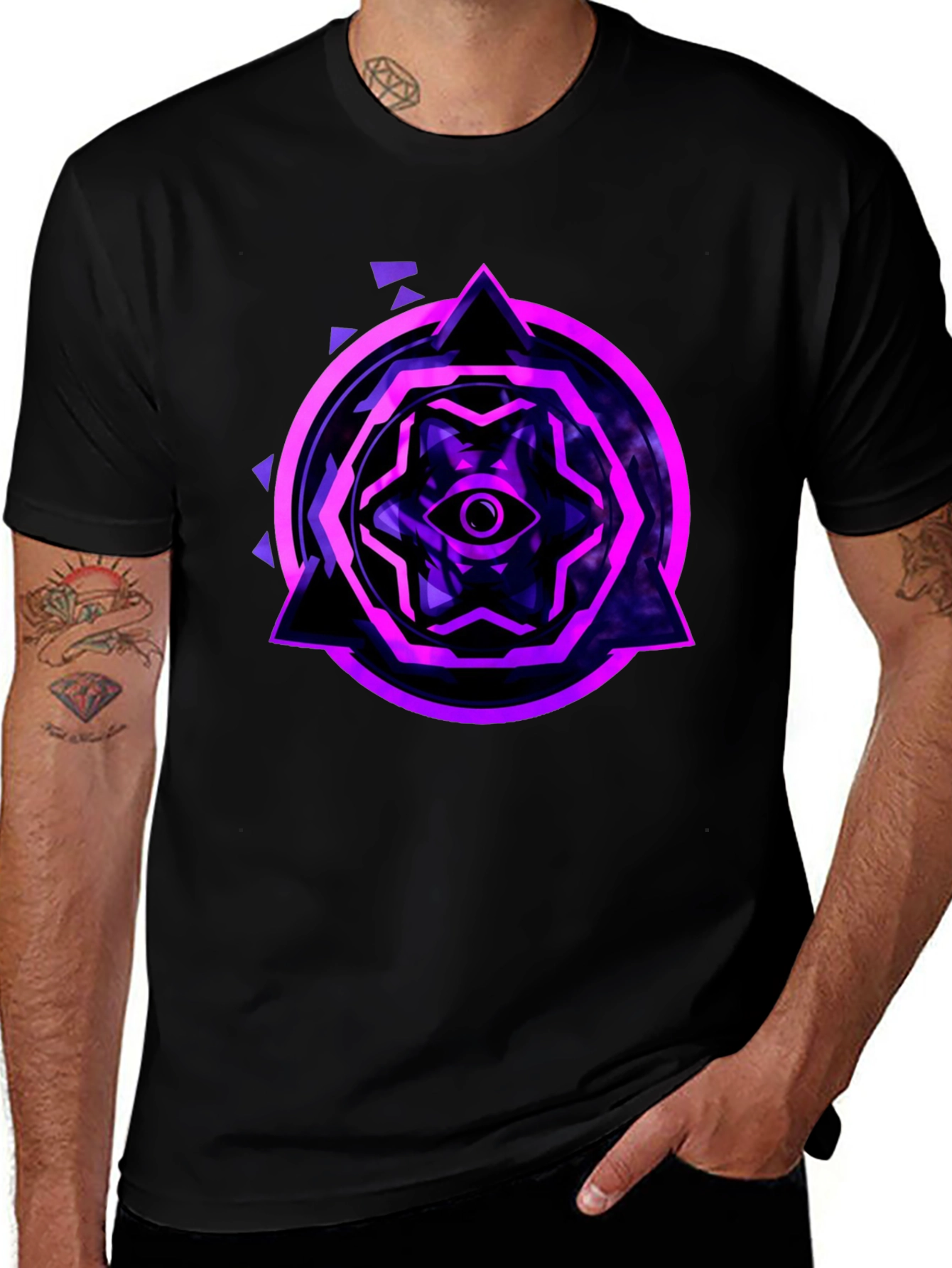 Variant 2 of Mystic Eye Graphic Tee - Black Cotton Blend