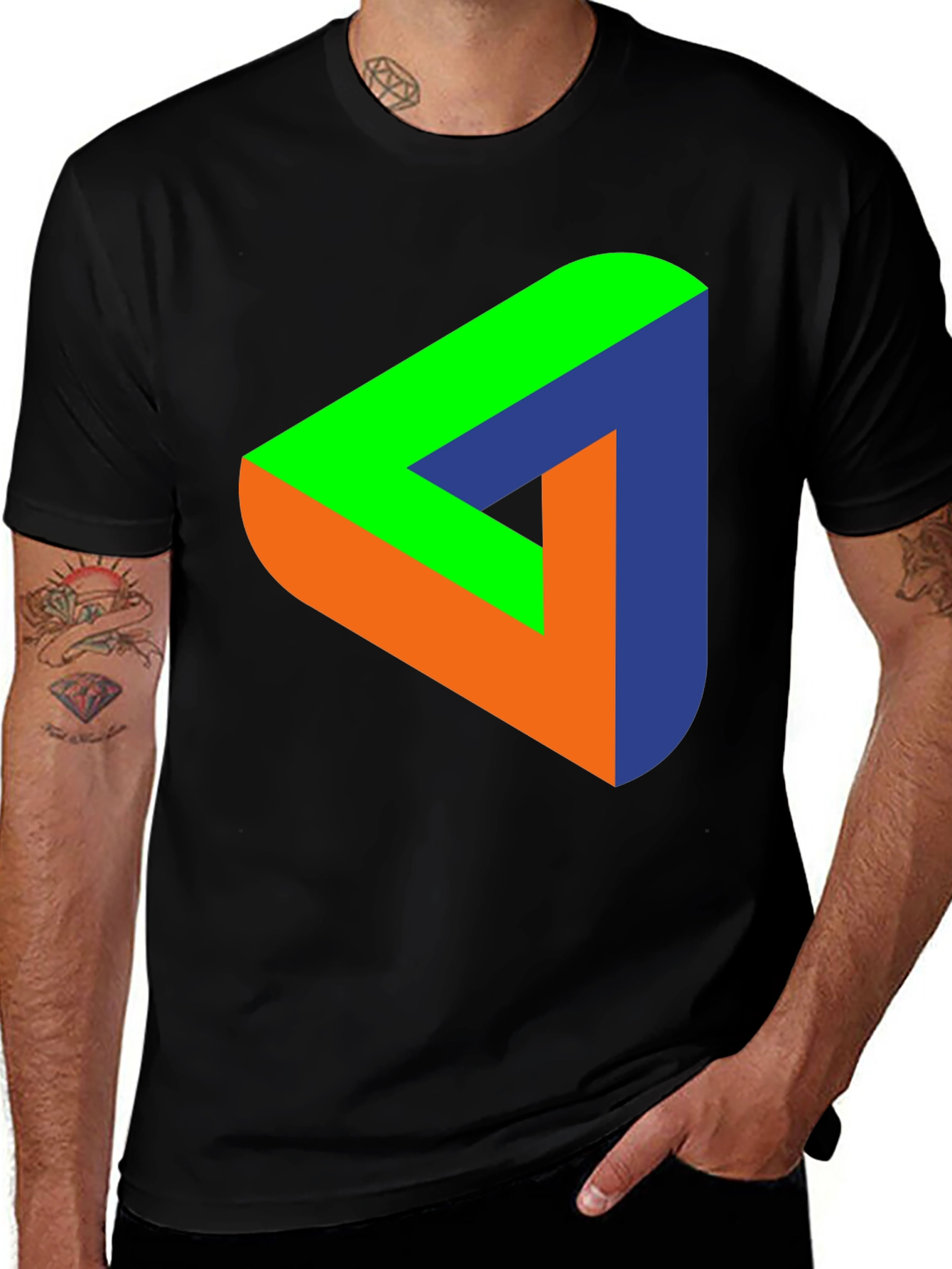 Variant 3 of Optical Illusion Triangle Graphic T-Shirt