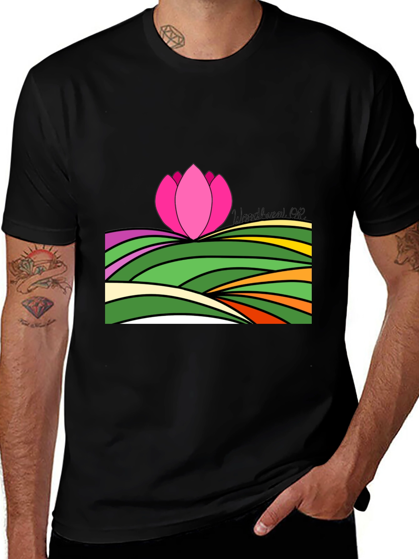 Variant 11 of Lotus Flower Field Graphic Tee - Unique Design