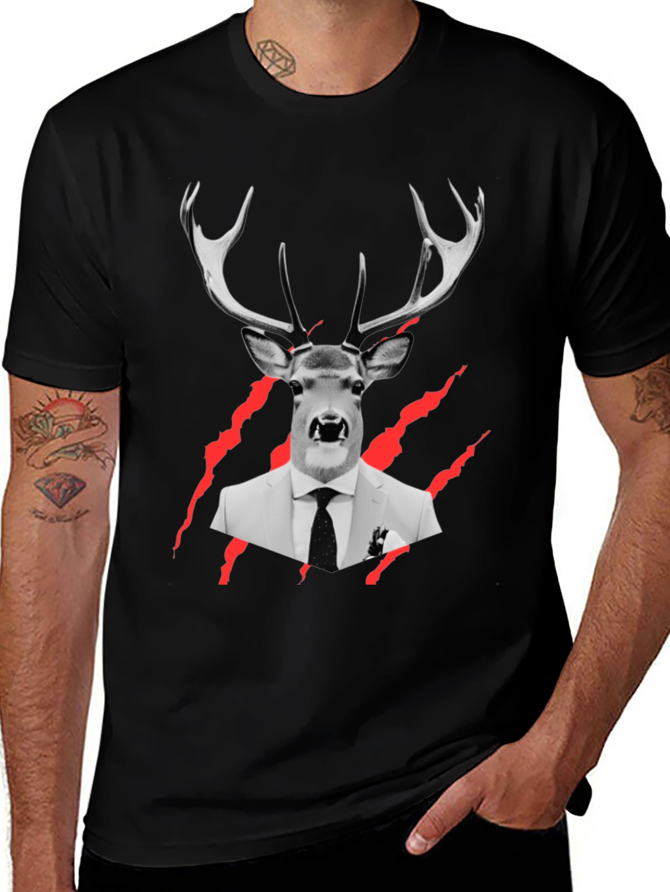 Variant 17 of Deer in Suit Graphic Tee