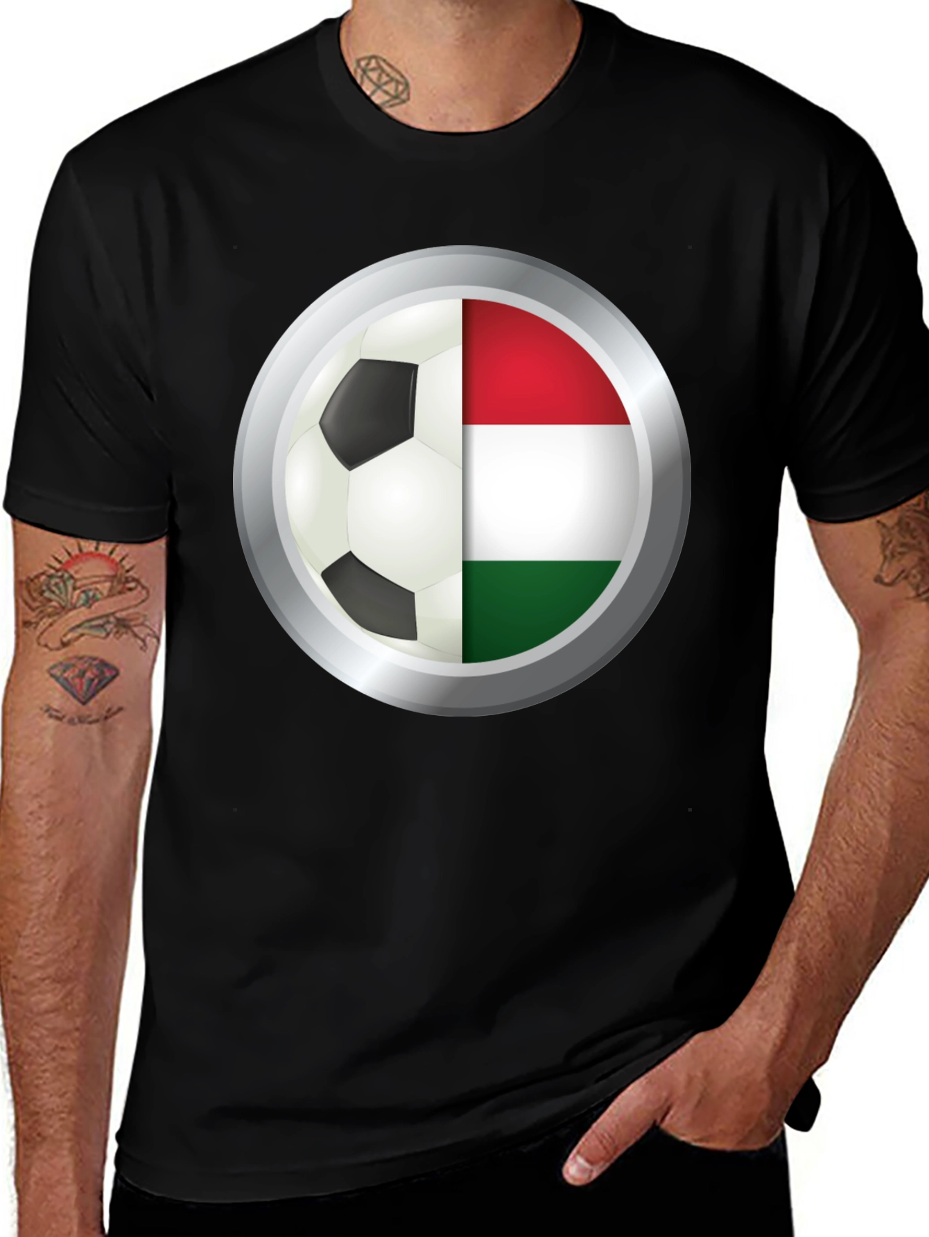 Hungary Soccer Ball T-Shirt - Black