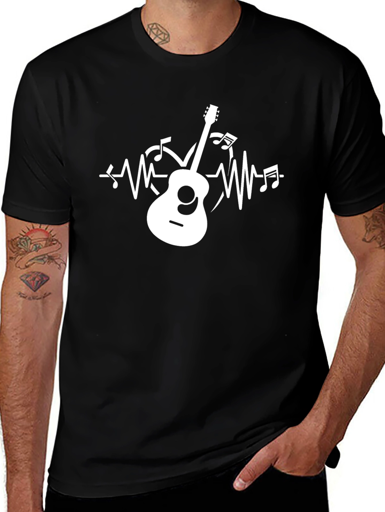 Variant 30 of Musical Guitar Graphic Tee - Black