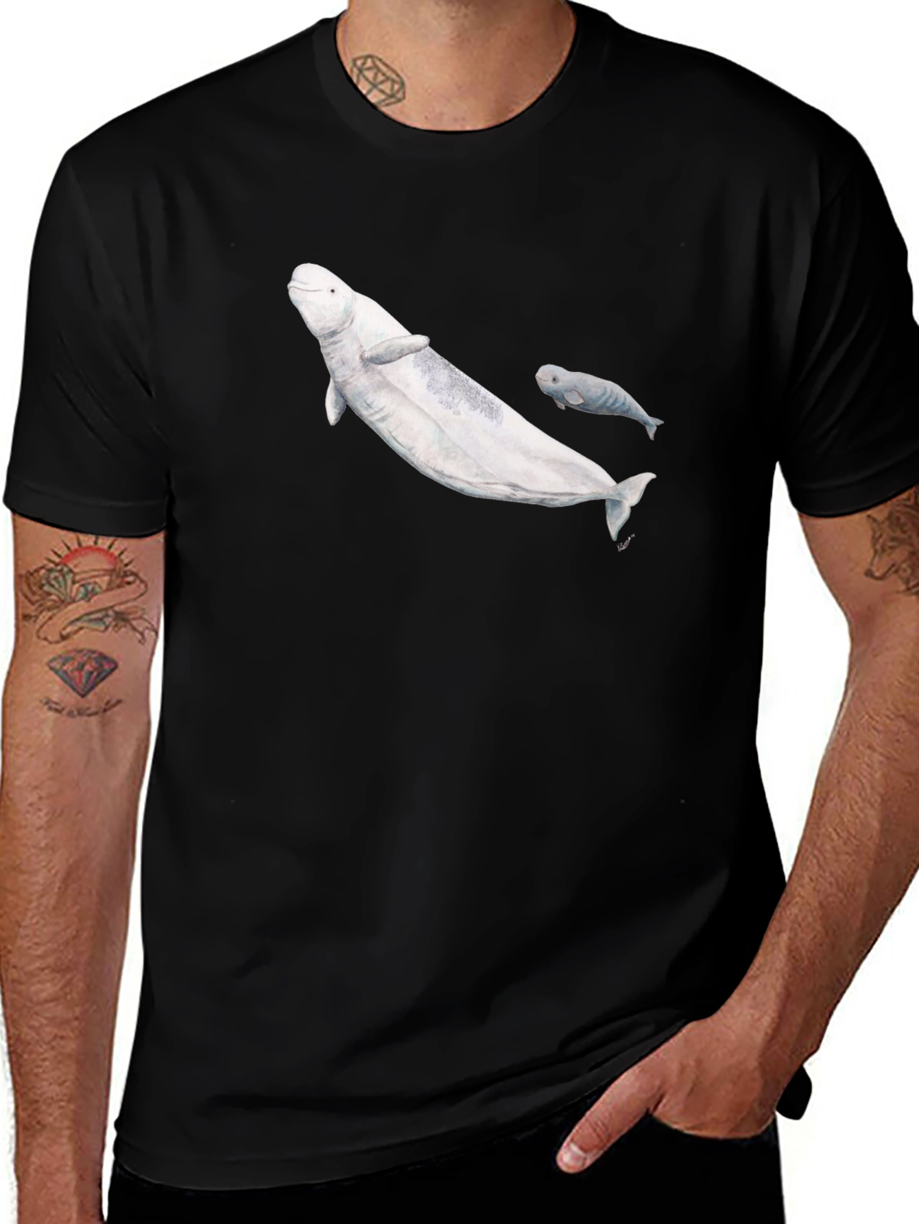Variant 11 of Beluga Whale Graphic T-Shirt - Black