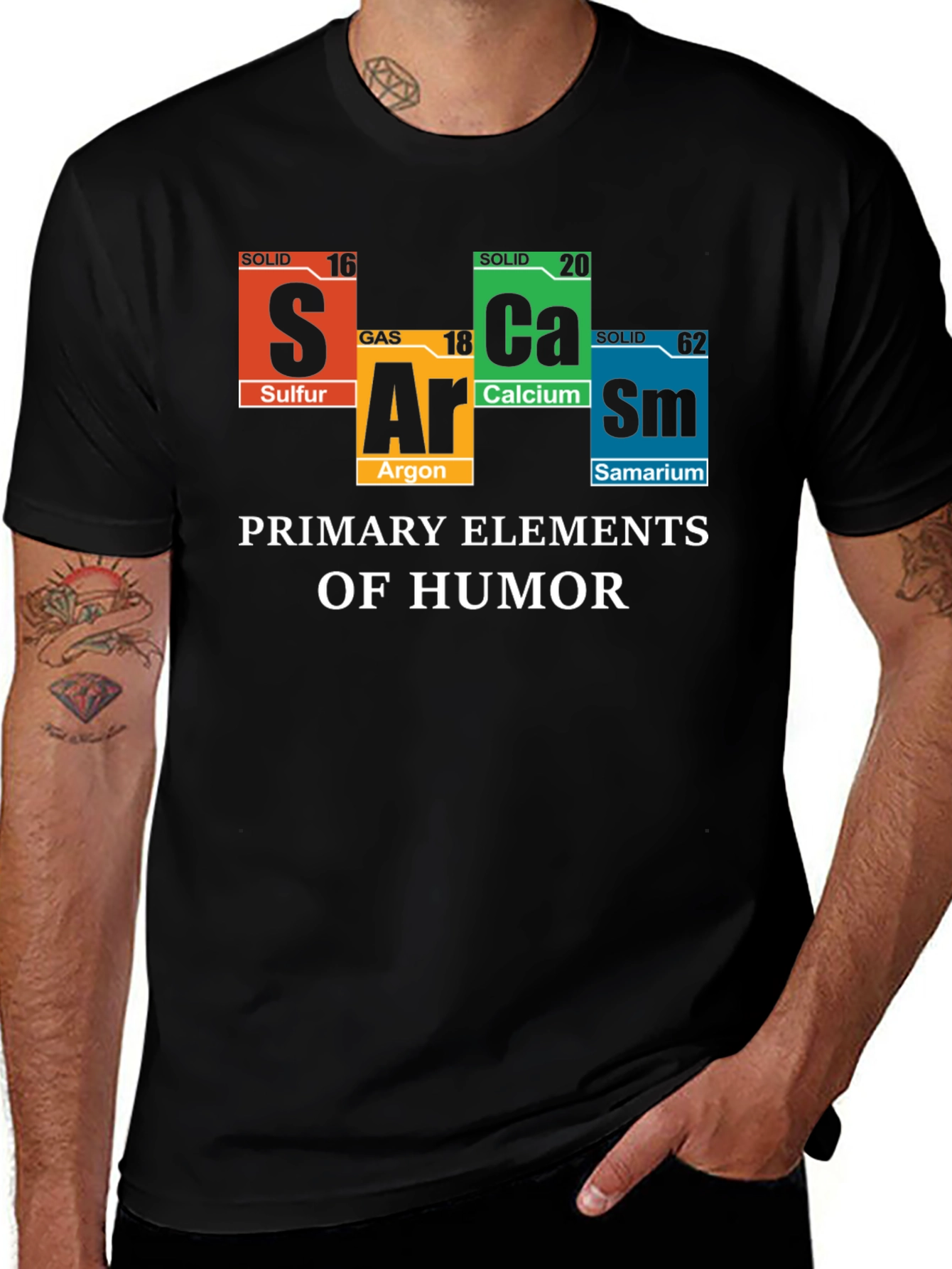 Variant 14 of Humorous Periodic Table Elements Graphic T-Shirt
