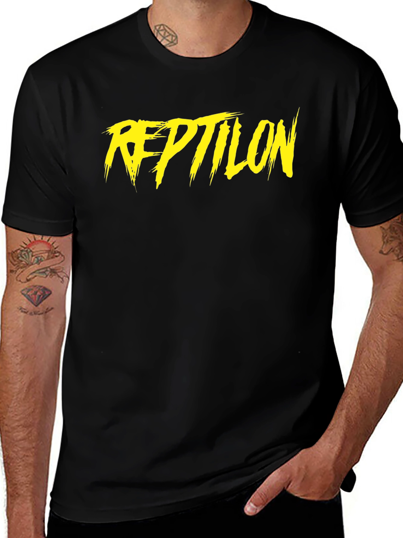 Variant 13 of Reptilon Graphic Tee - Black Cotton