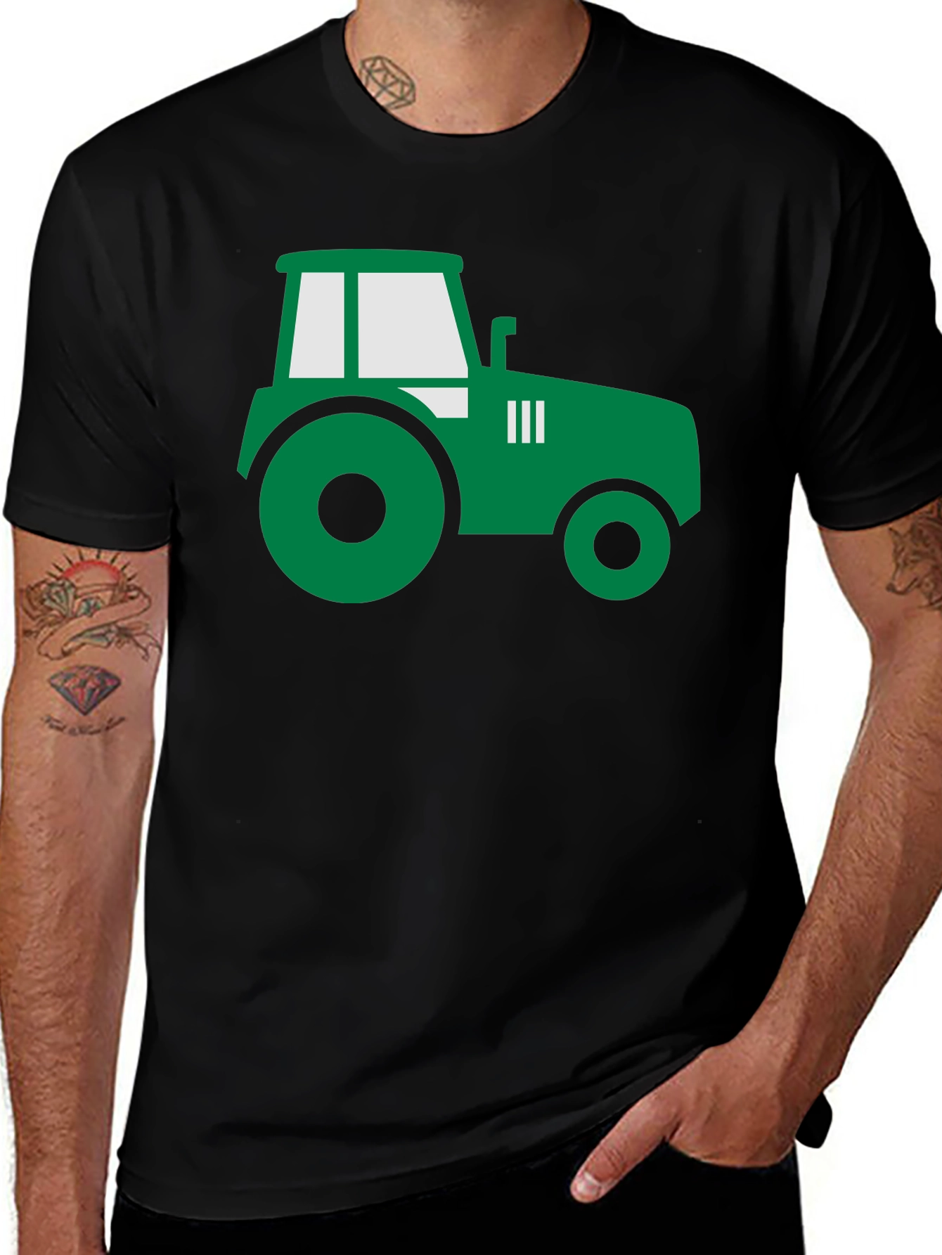 Variant 25 of Tractor Graphic Tee - Black Cotton Farm Shirt