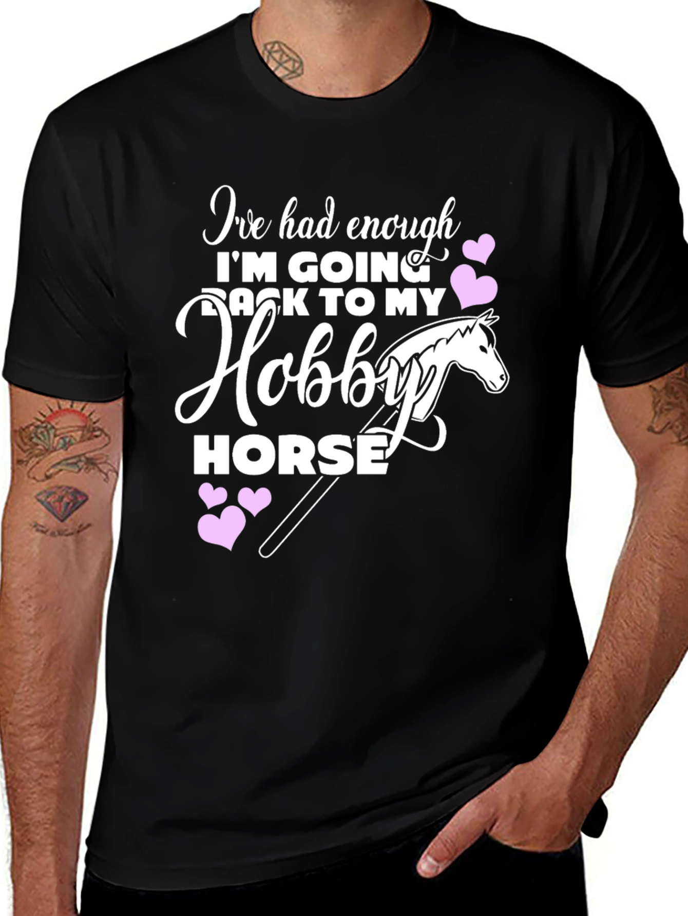 Black Hobby Horse T-Shirt - Adult Humor Tee main image