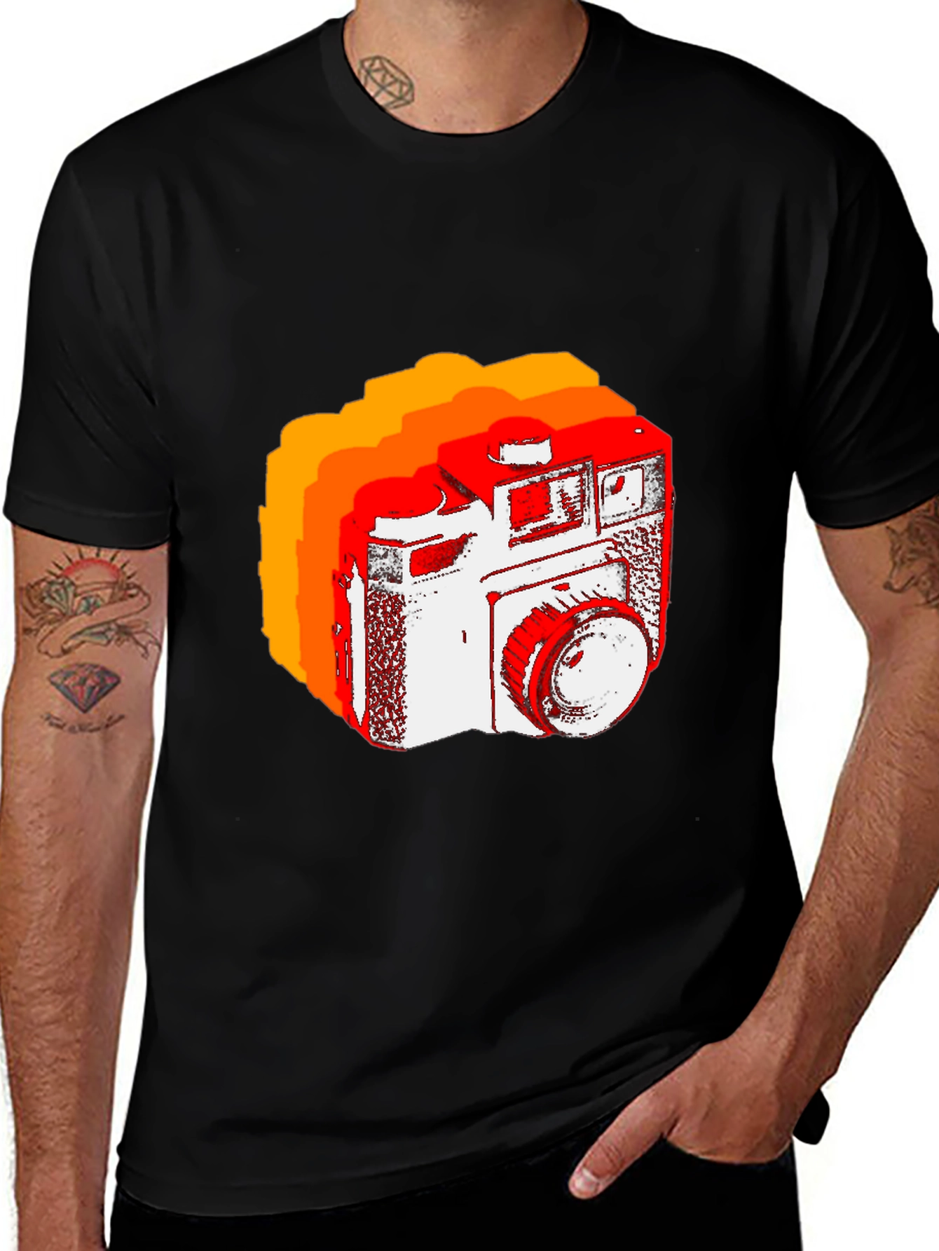 Variant 21 of Retro Camera Graphic T-Shirt - Black