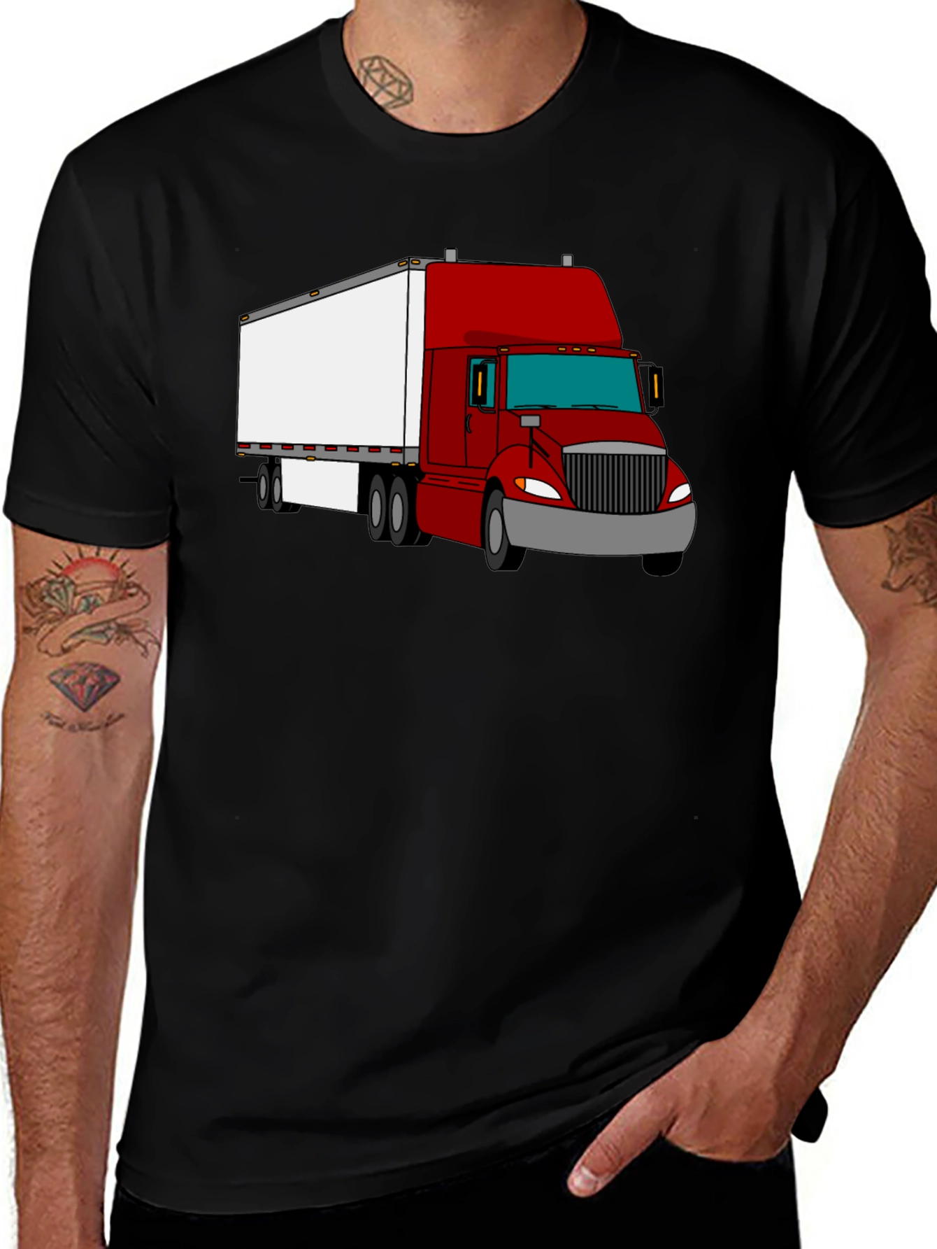Variant 24 of Truck Graphic T-Shirt - Black Cotton Tee