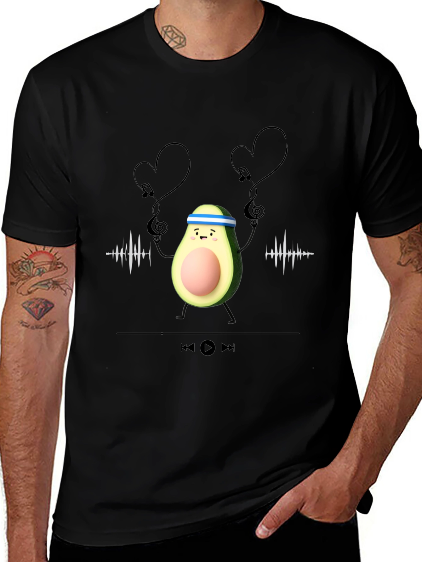 Variant 23 of Avocado Gym Music Lover Graphic Tee