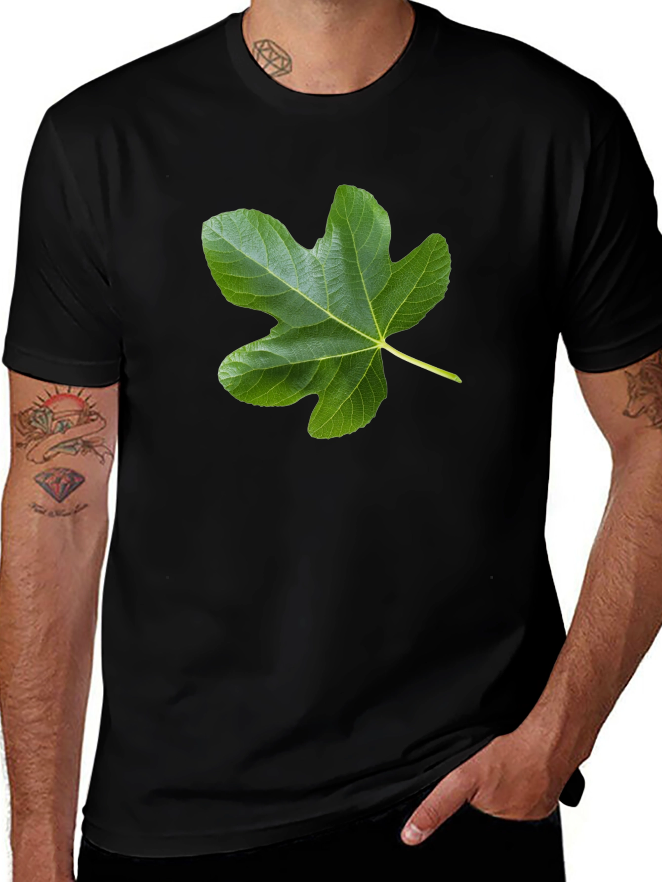 Variant 3 of Fig Leaf Tee - Nature Inspired Black T-Shirt