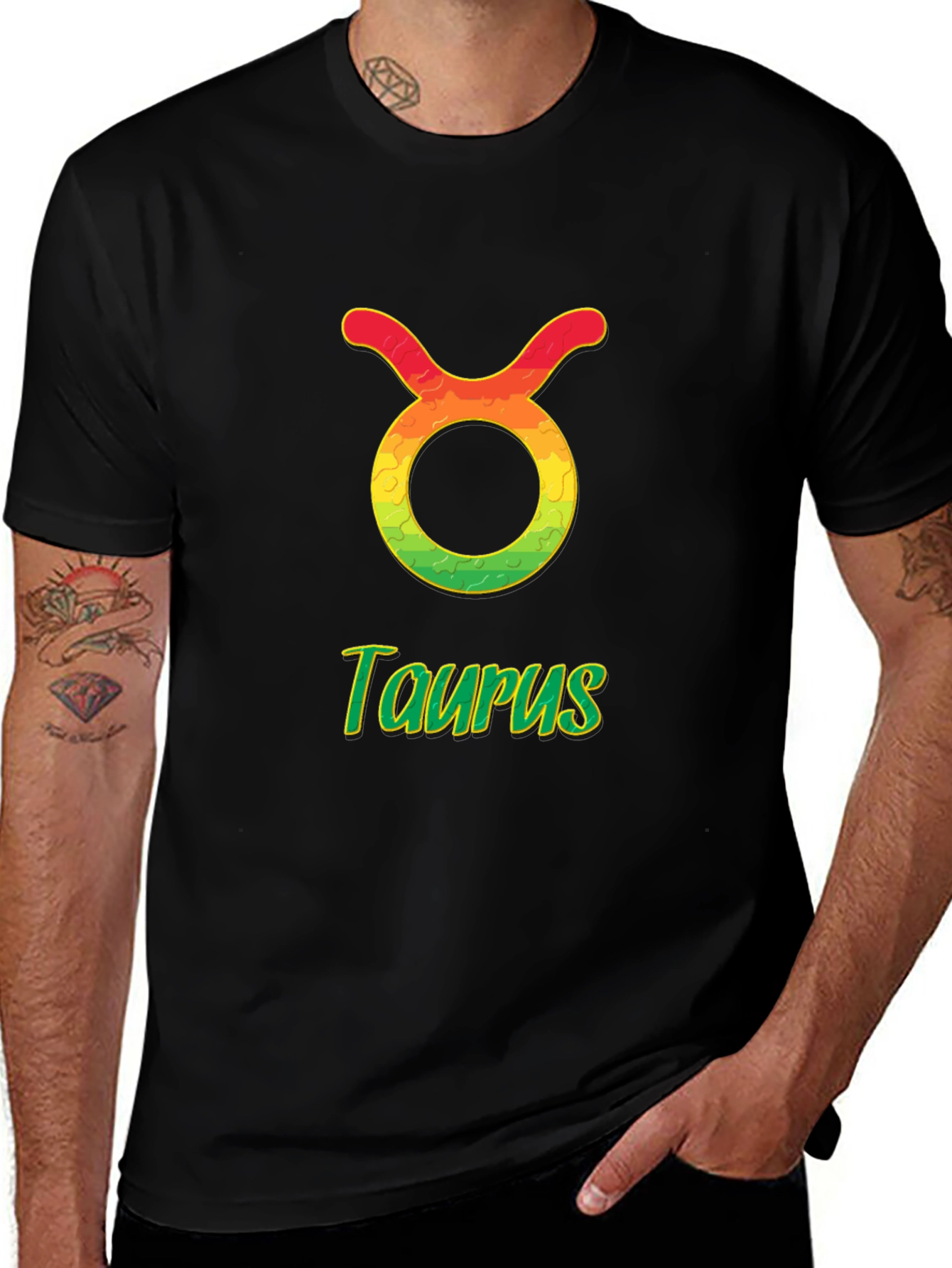 Variant 30 of Taurus Zodiac Sign T-Shirt - Black Cotton Tee