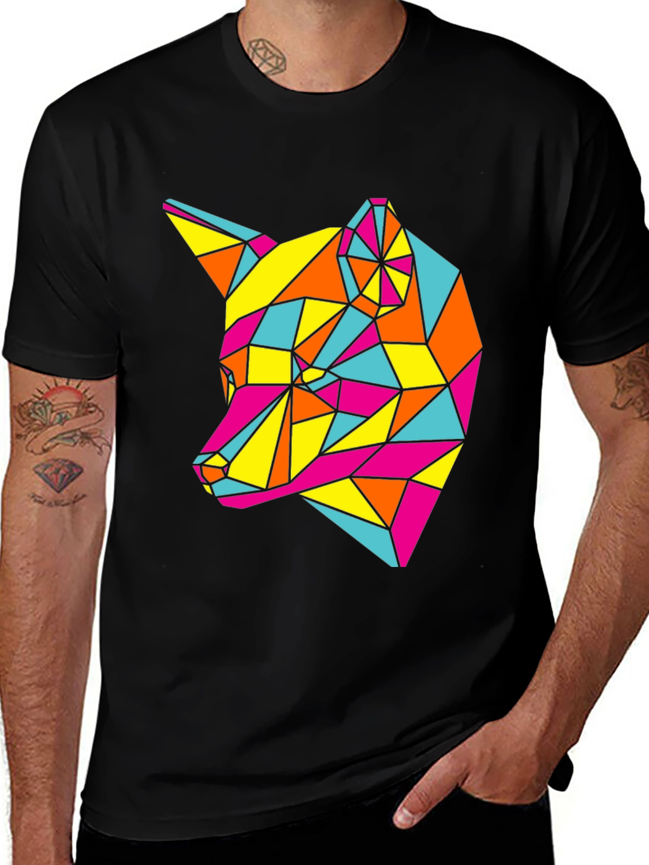 Variant 23 of Geometric Fox Graphic Tee - Modern Art Shirt