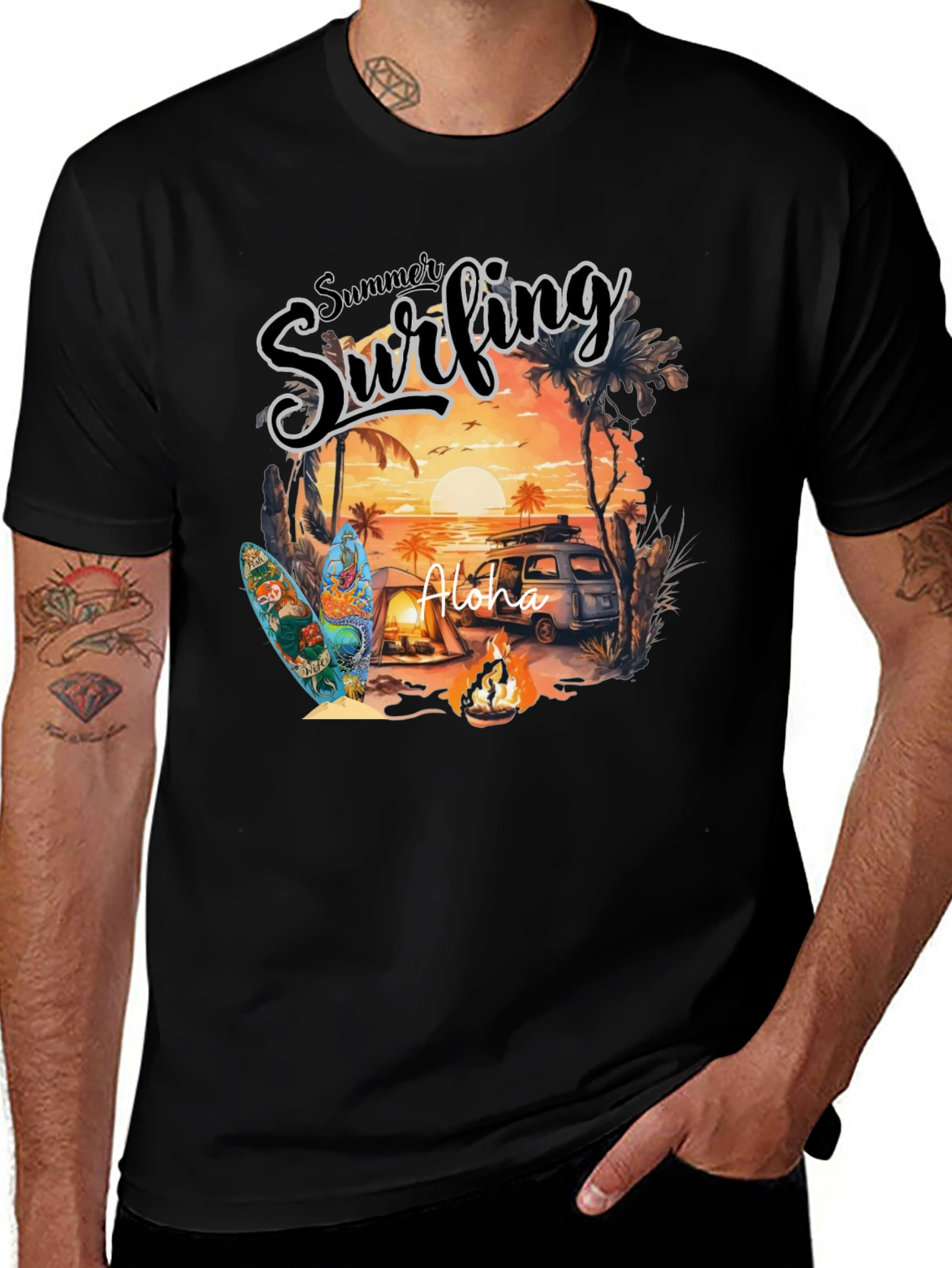 Variant 13 of Summer Surfing Aloha Graphic T-Shirt