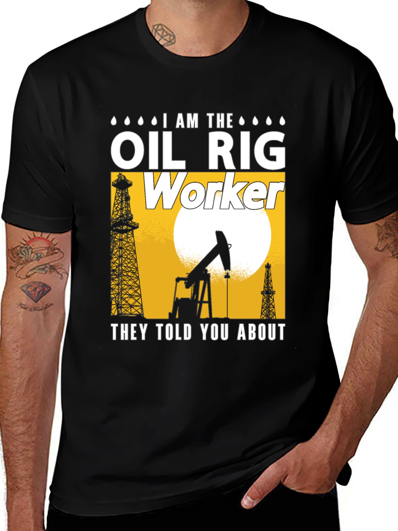 Variant 14 of Oil Rig Worker Graphic Tee - Black