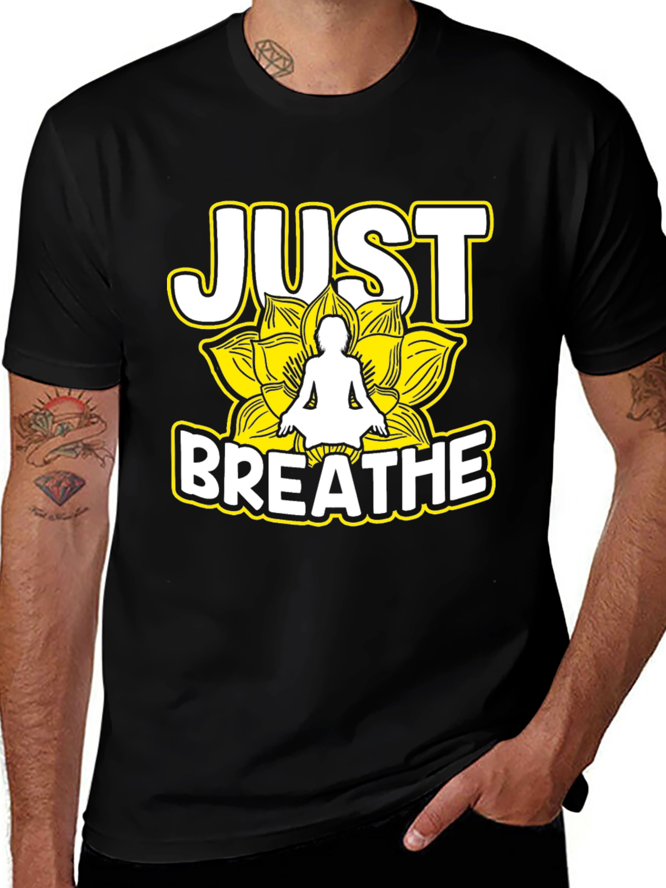 Variant 15 of Just Breathe Yoga Graphic Tee - Black Unisex T-Shirt